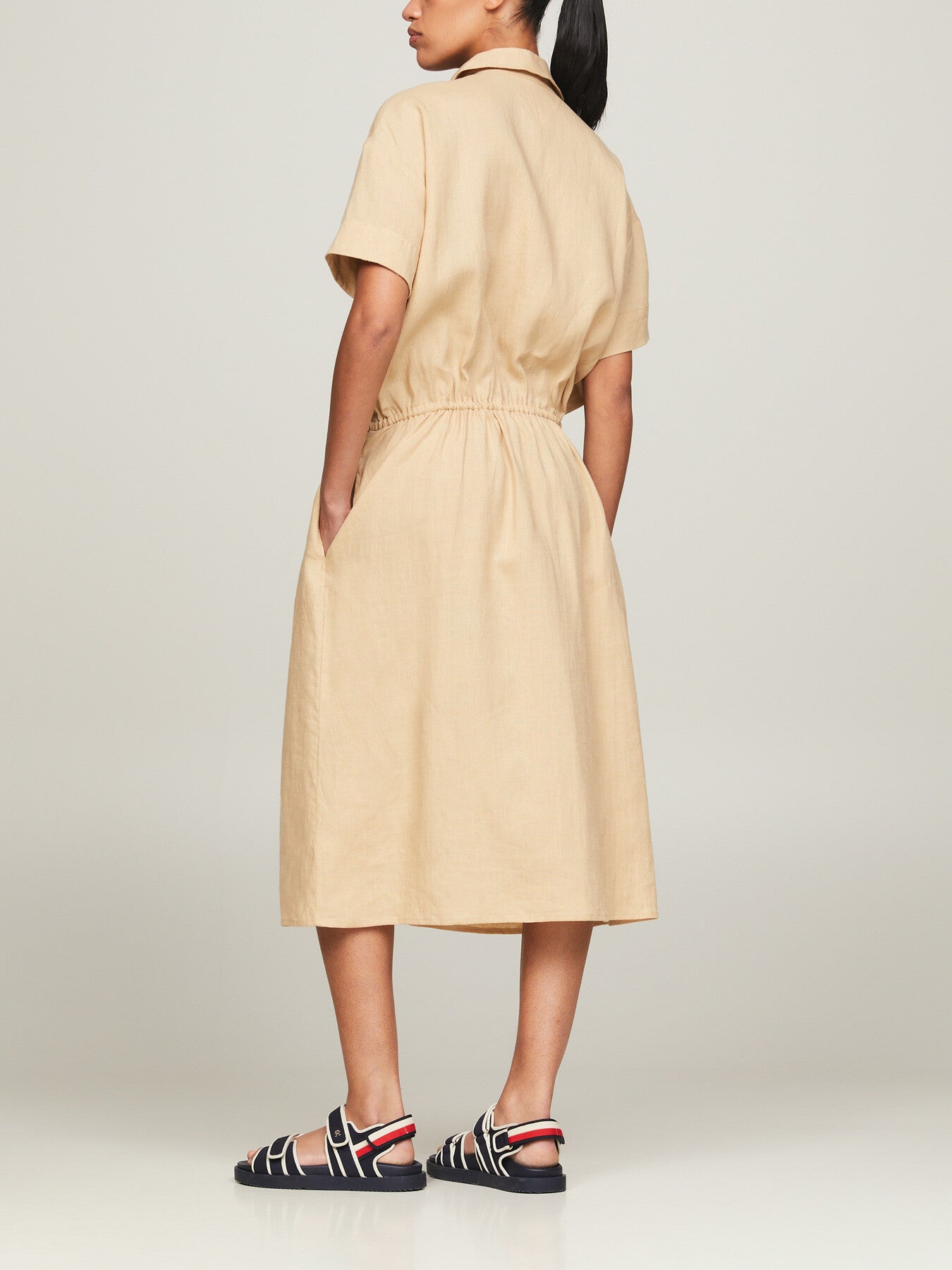 Linen Relaxed Short Sleeve Shirt Dress
