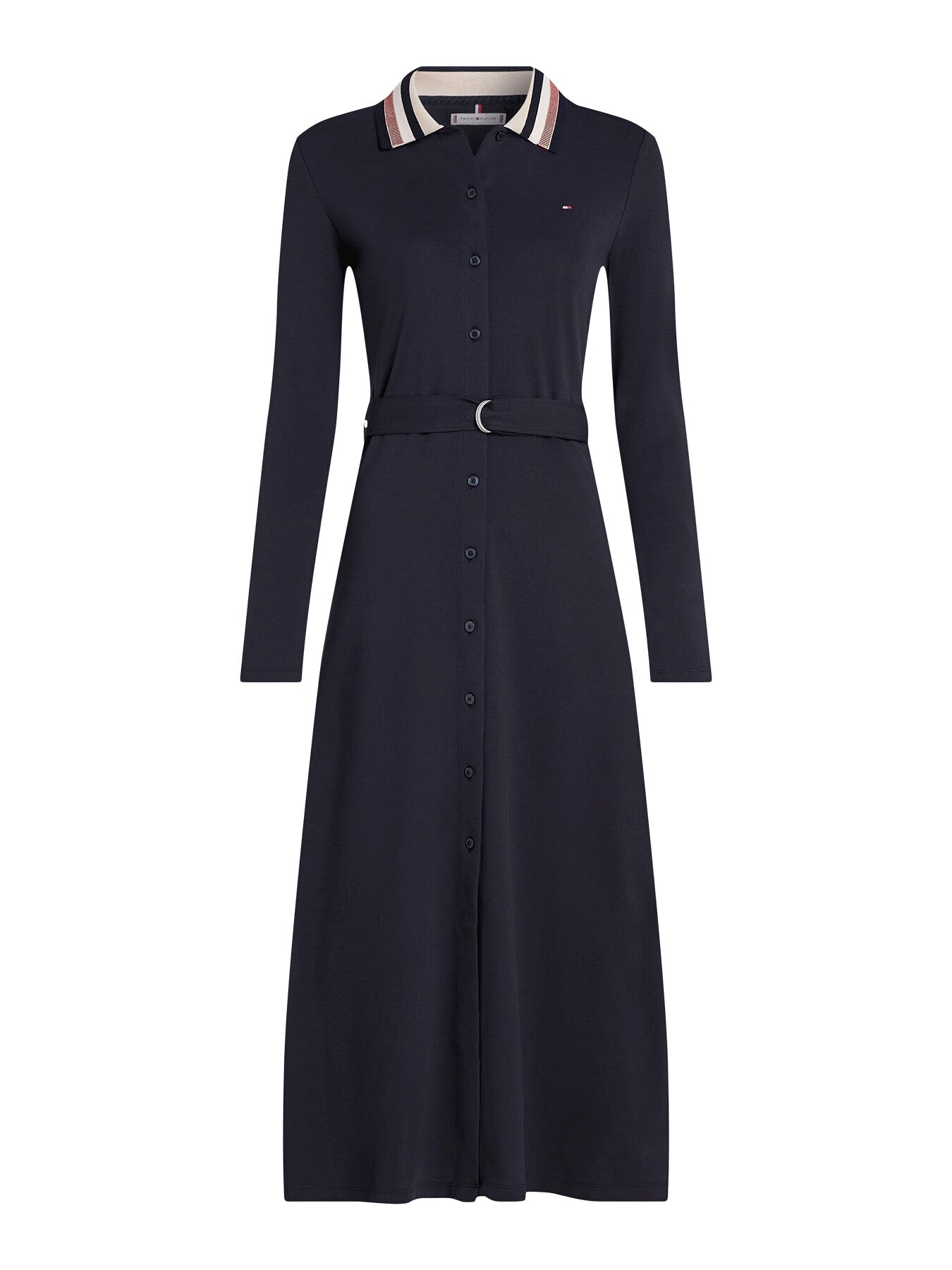 Belted Maxi Slim Polo Dress
