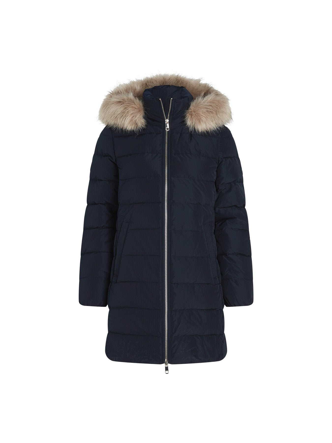 Down Fur-Trim Hooded Coat