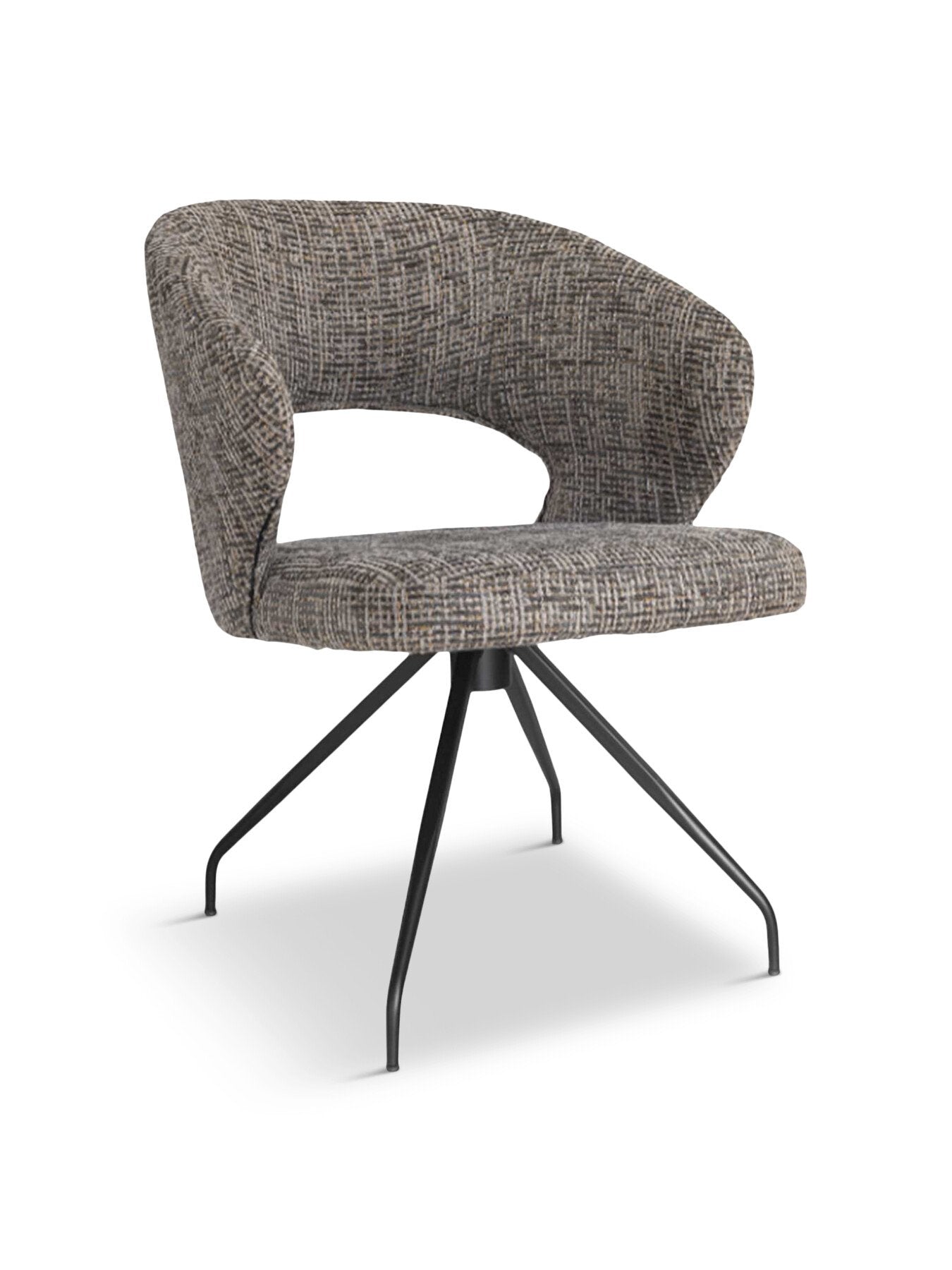 Grey Cagney Swivel Chair with Matt Black Frame