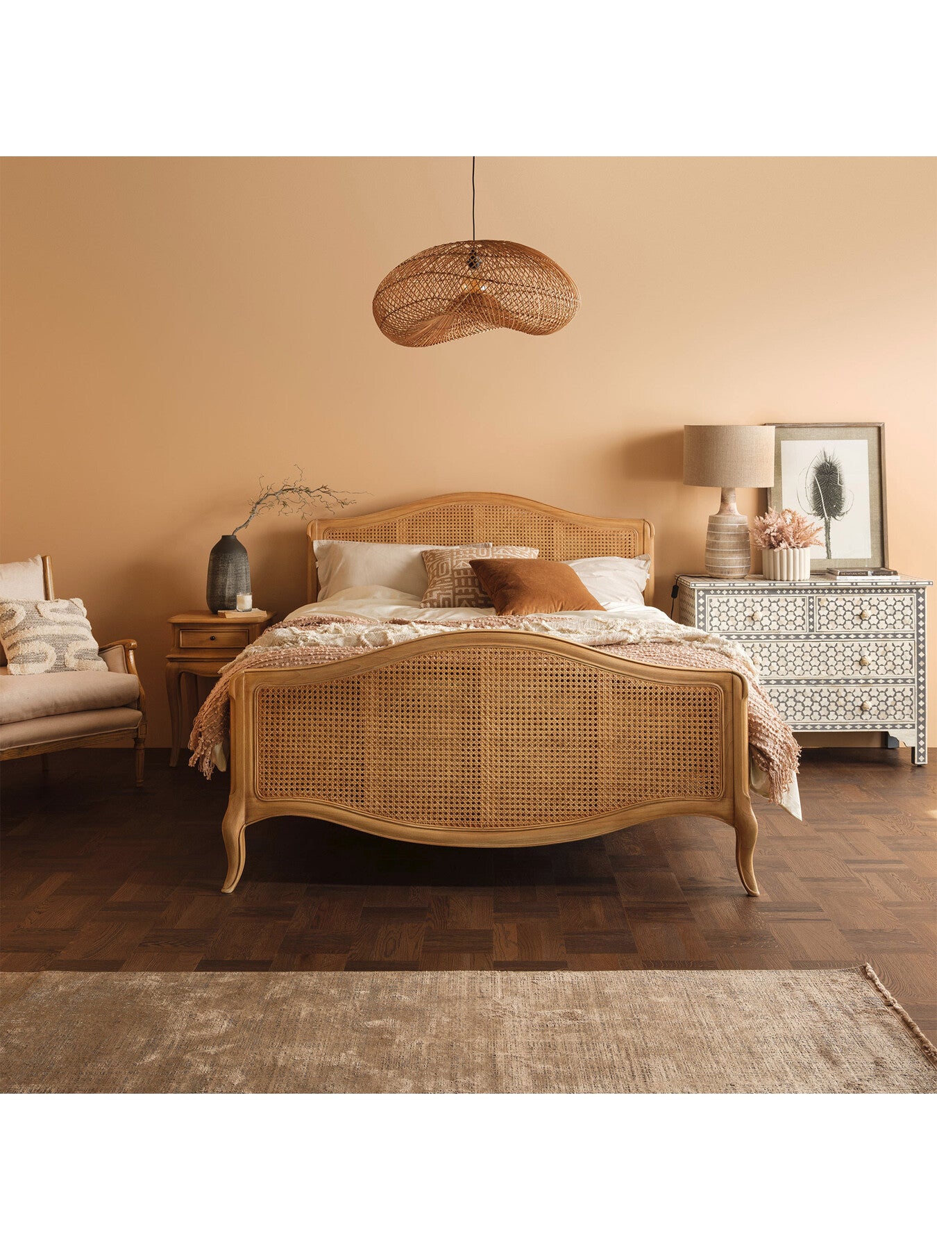 Cecile Brown Rattan And Wood French Style Super King