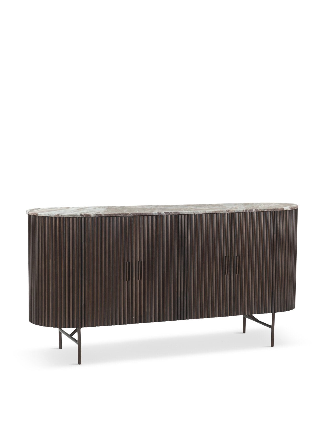 Gion Marble 4 Doors Sideboard With Wave Metal Ba