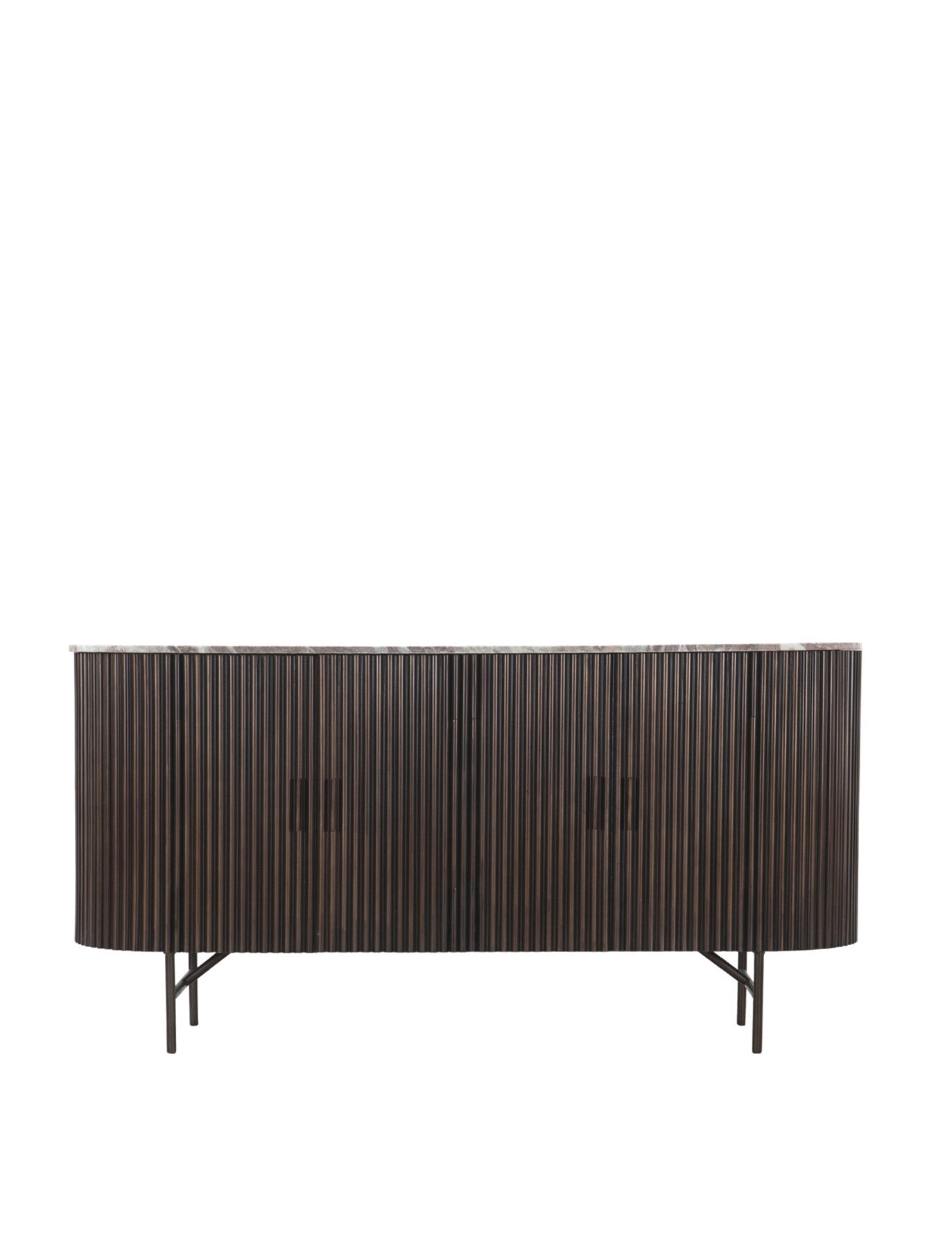 Gion Marble 4 Doors Sideboard With Wave Metal Ba