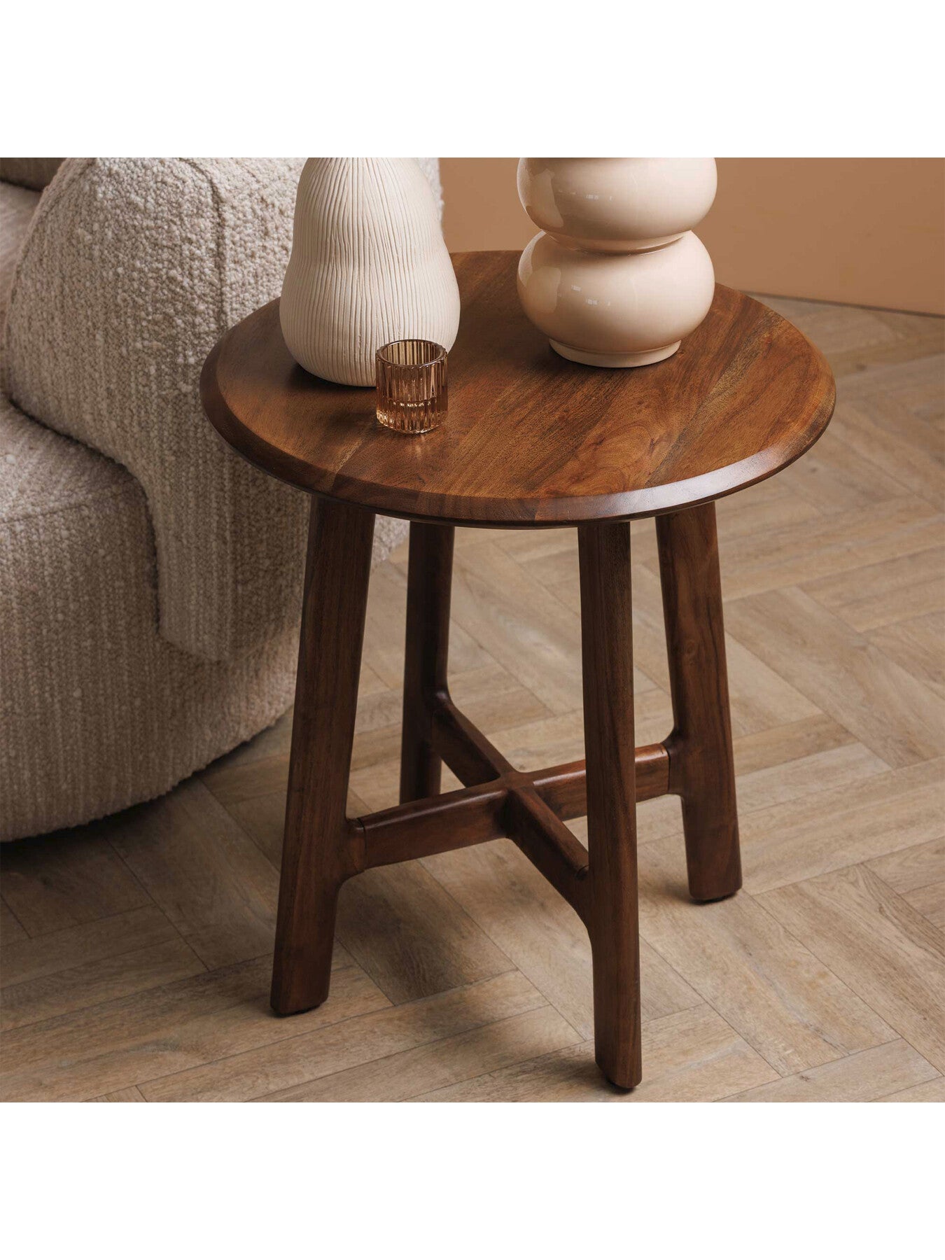 Brown Cresta Acacia Wood Side Table