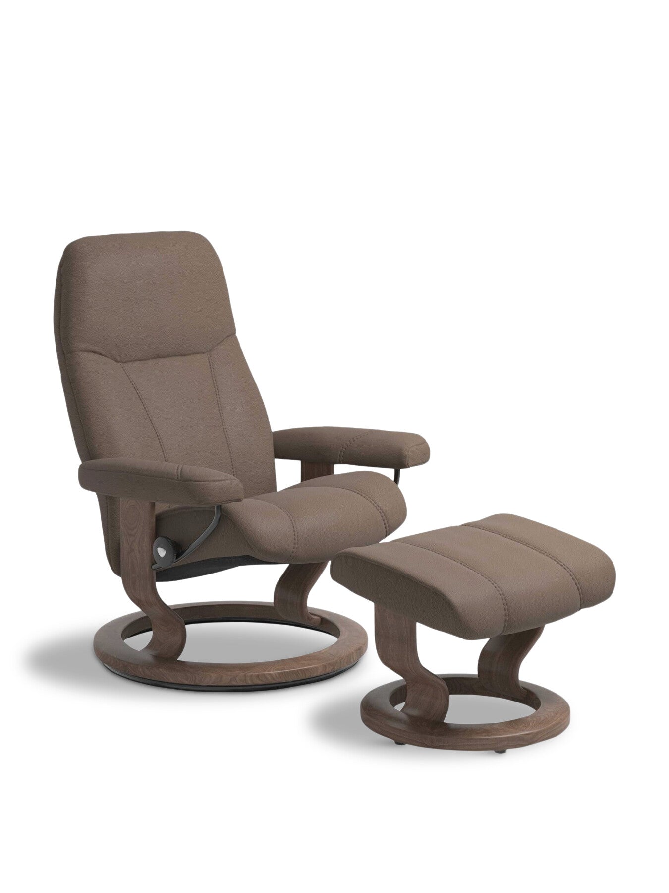 Brown Consul Brown Leather Small Classic Chair And Footstool