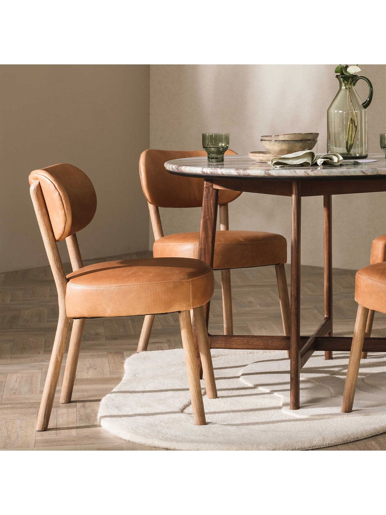 Dove Tan Leather Dining Chair