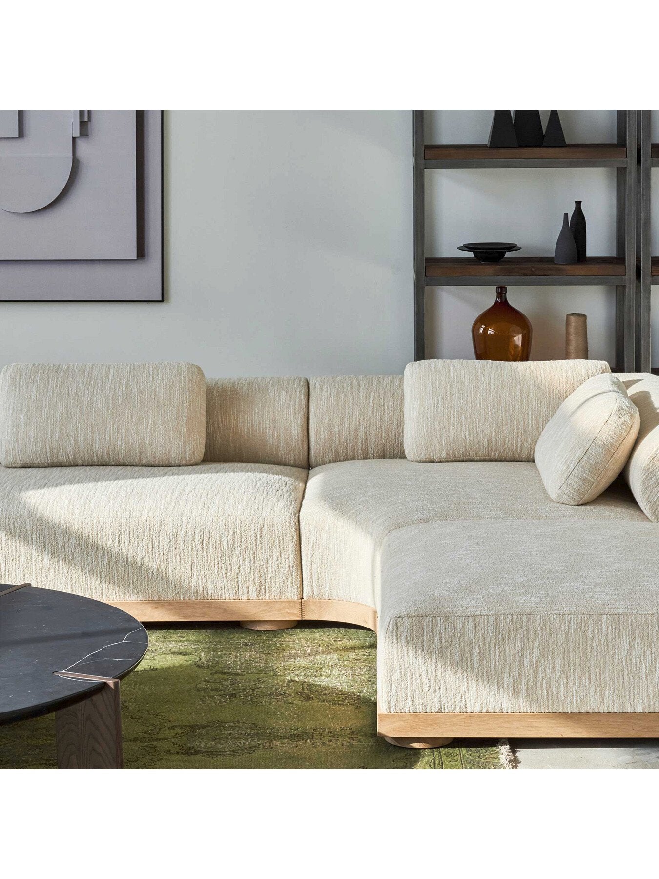 Fresno Cream Boucle Modular 1 Seater Sectional Corne
