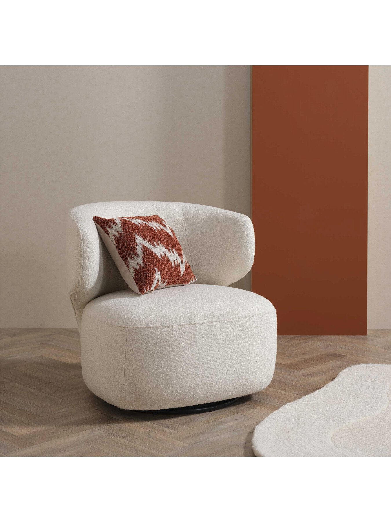Gisele Ivory Wool Blend Swivel Chair