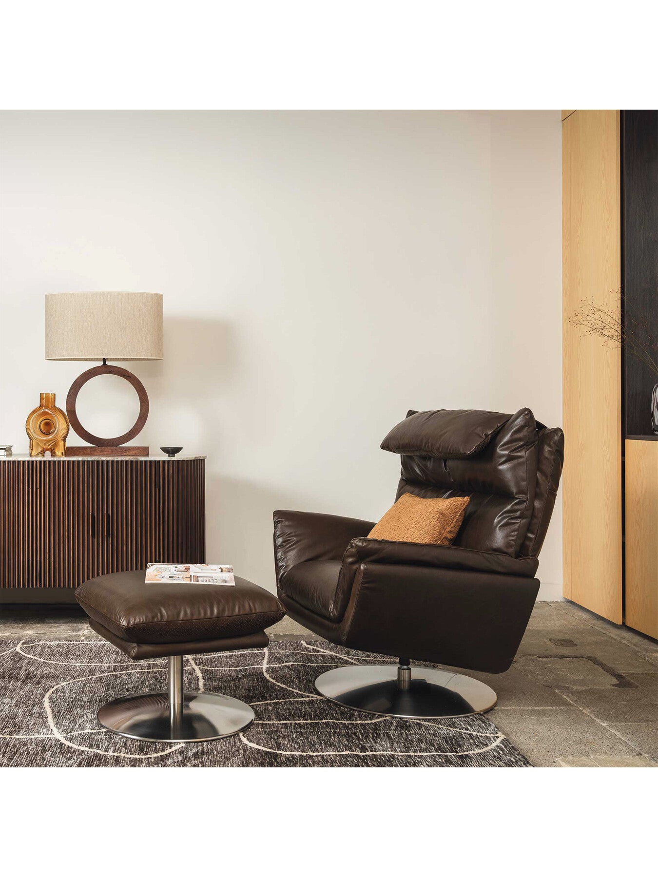 Jessup Dark Leather Footstool
