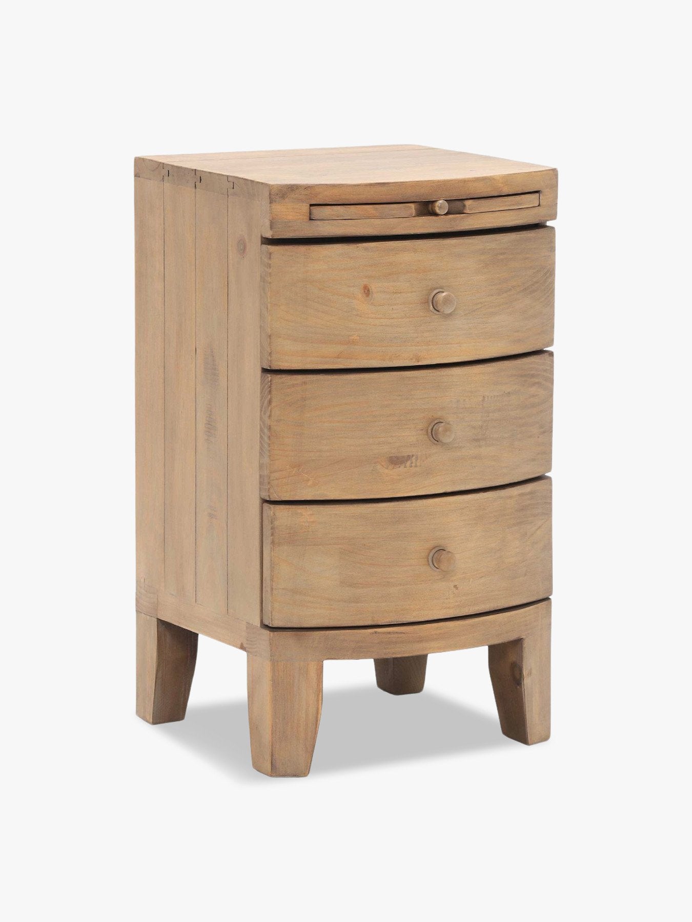 Lewes Reclaimed Wood 3 Drawer Bedside, Wheat