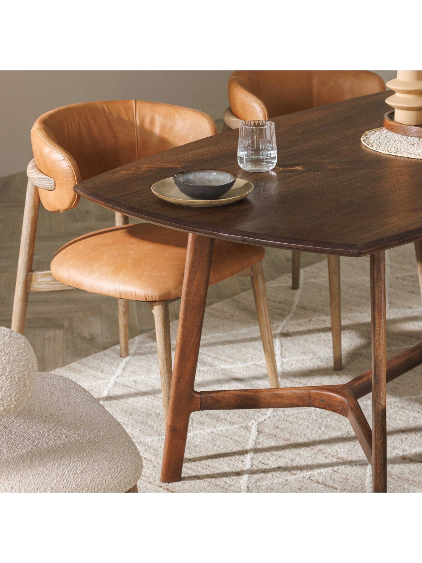 Lexa Leather Open Back Curved Dining Chair