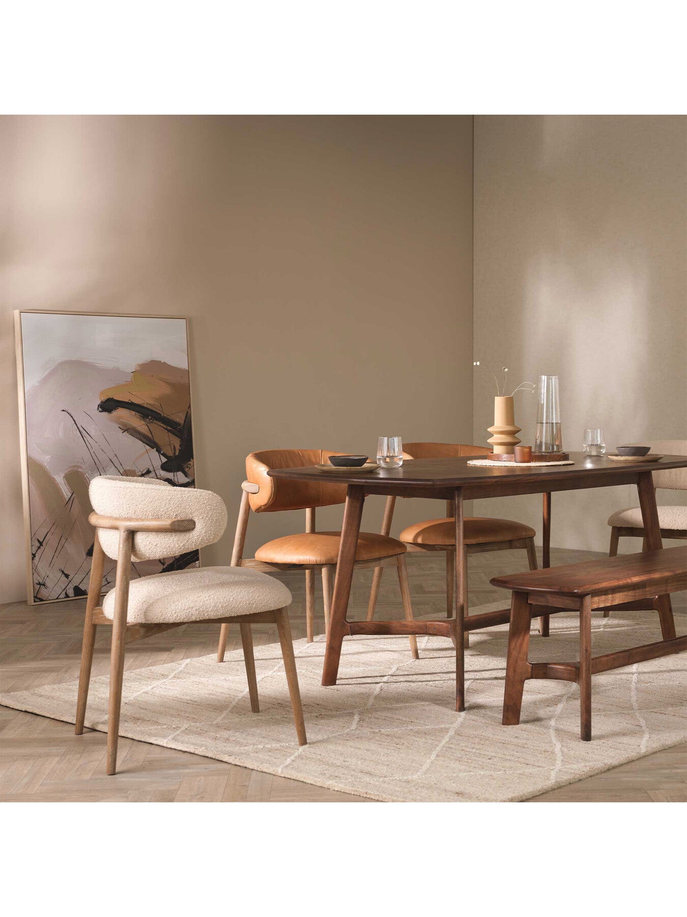 Lexa Boucle Open Back Curved Dining Chair