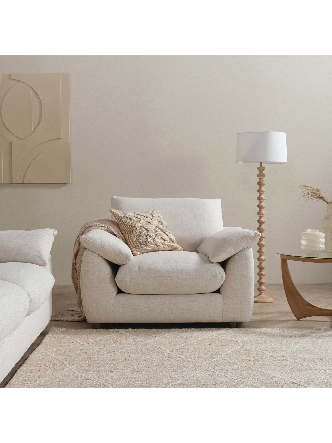 Odair Cream Linen Snuggle Chair