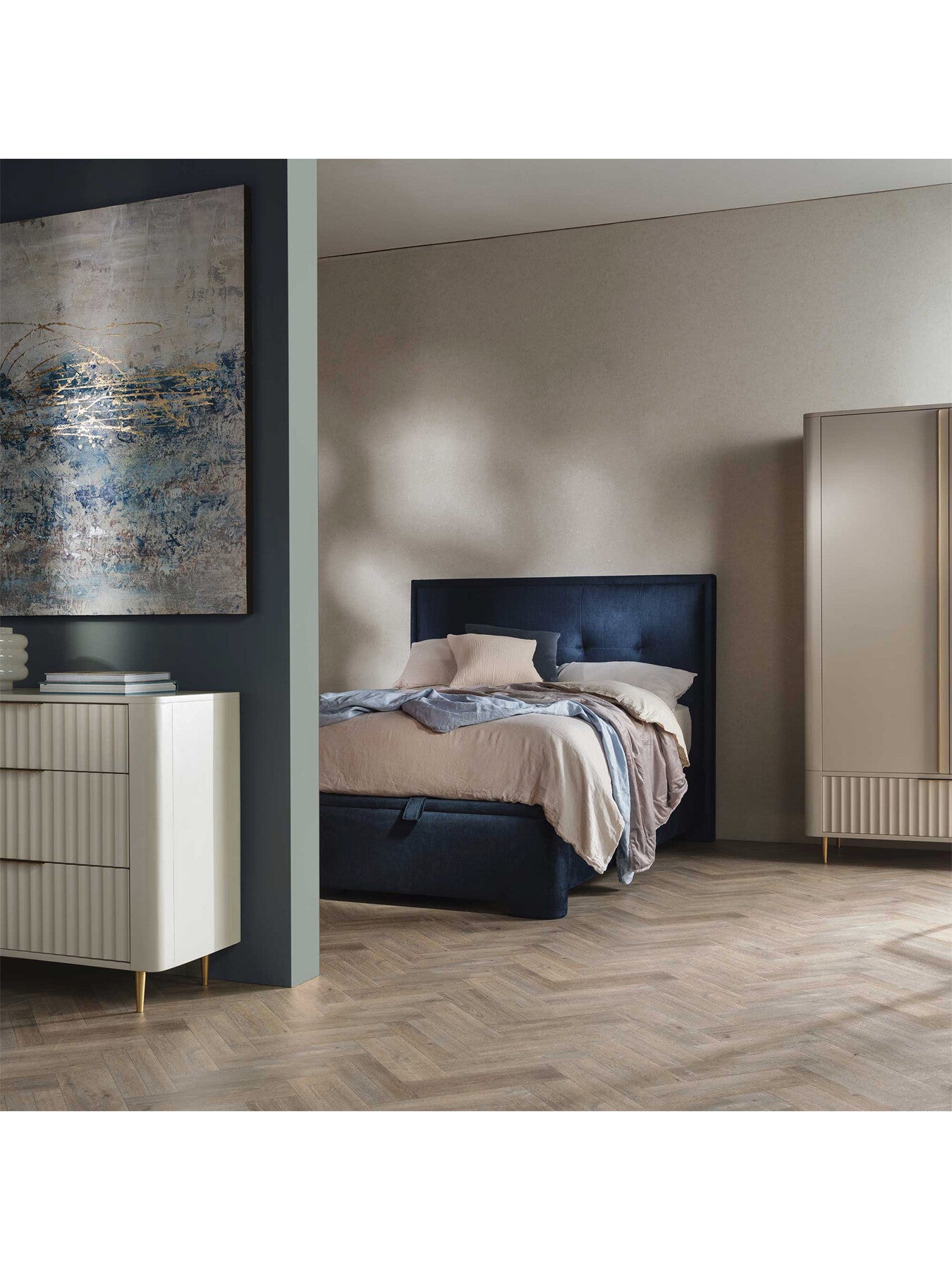 Ripley Fabric Double Ottoman Bed Frame