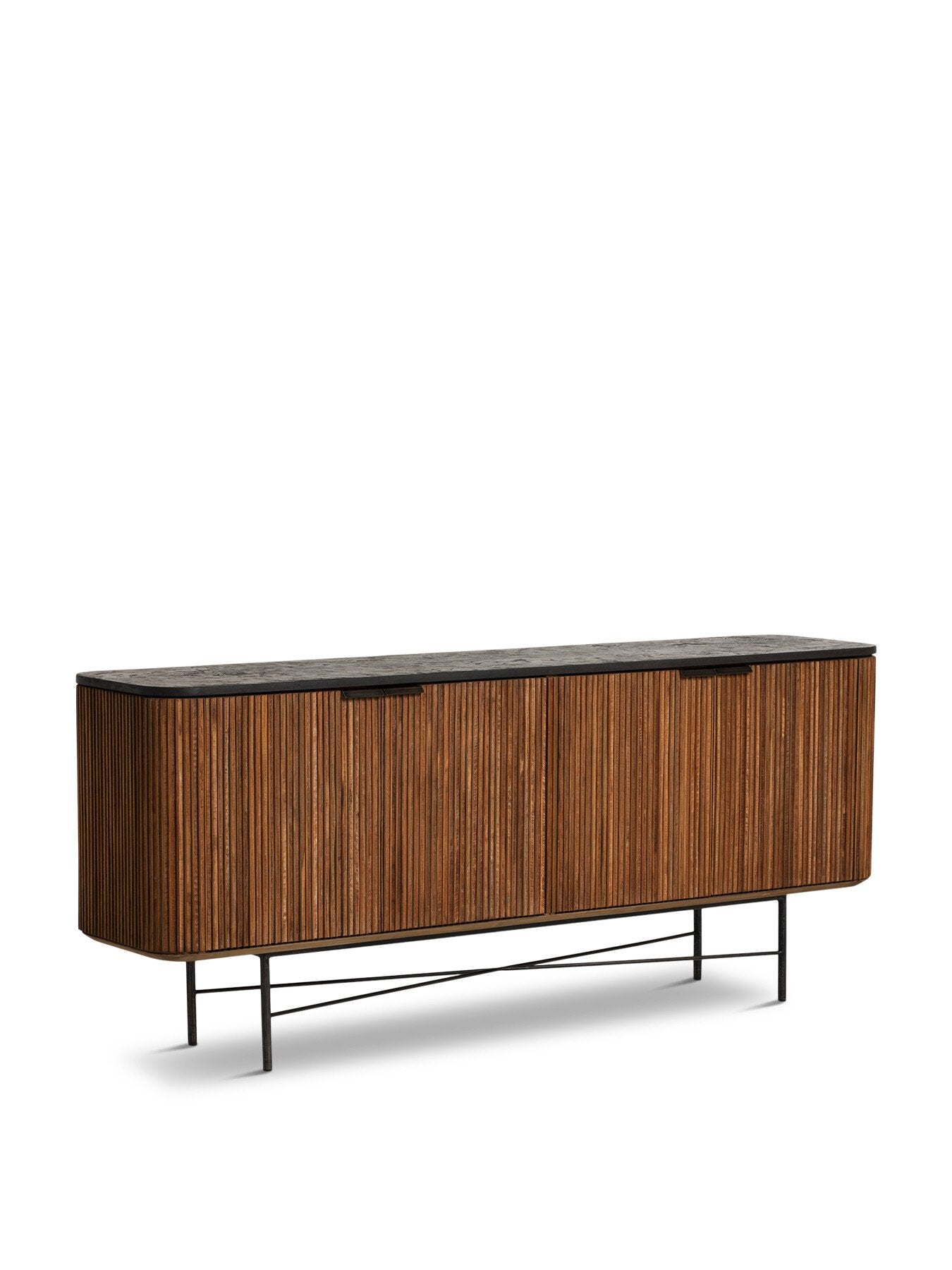 Trinidad Fluted Reclaimed Teak Wood Sideboard, 200cm