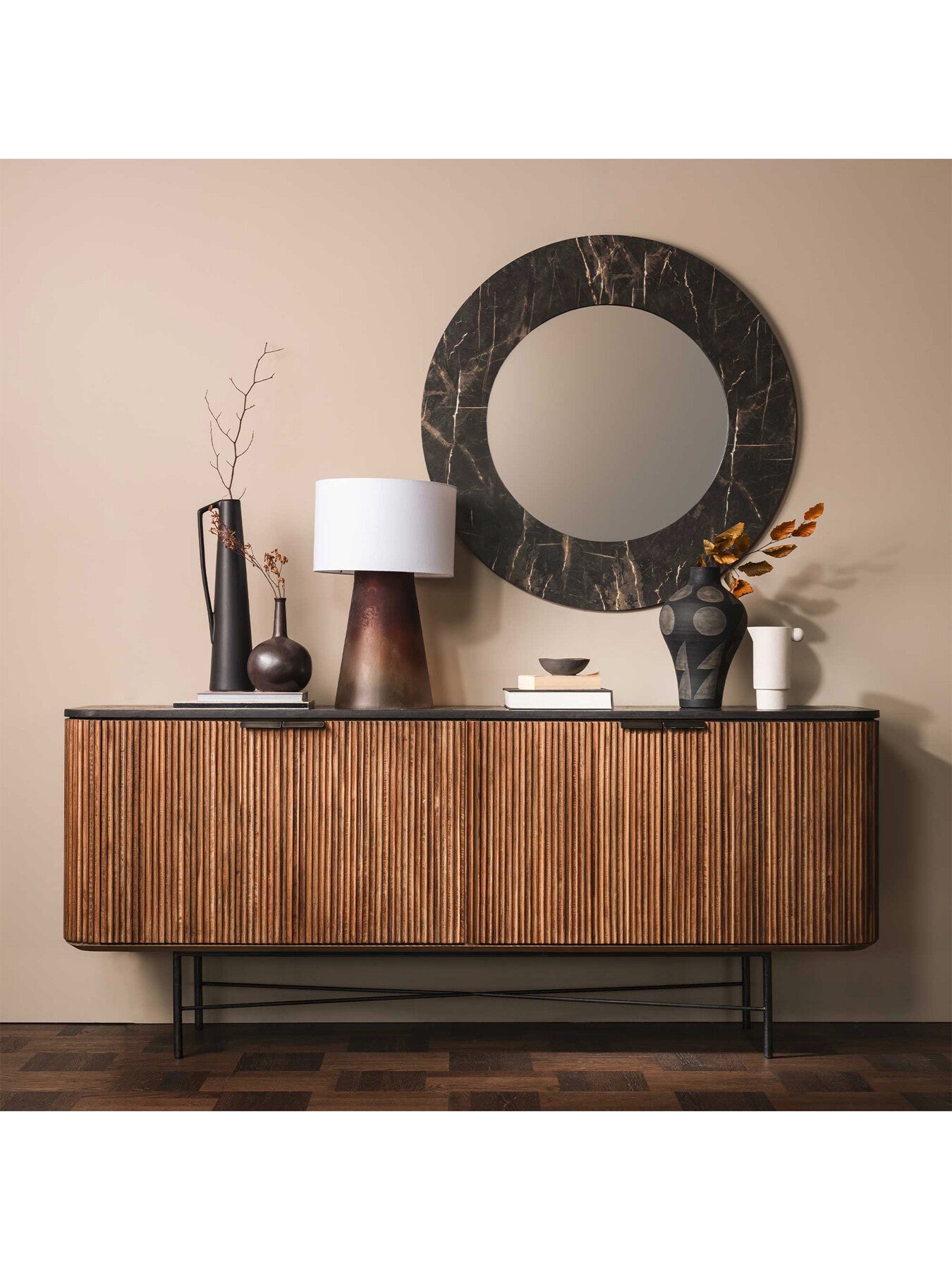 Trinidad Fluted Reclaimed Teak Wood Sideboard, 200cm