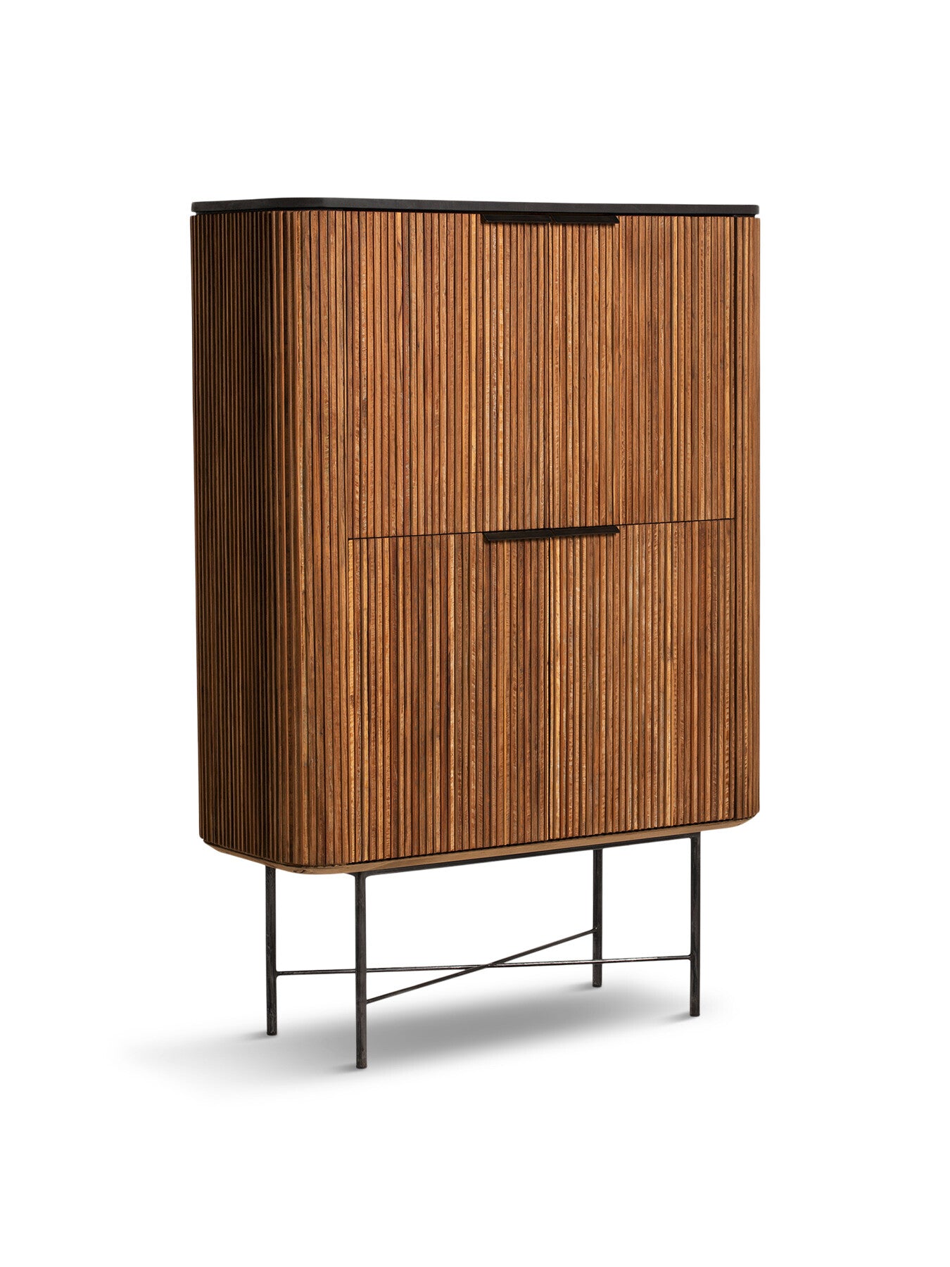 Trinidad Fluted Reclaimed Teak Wood Tall Cabinet
