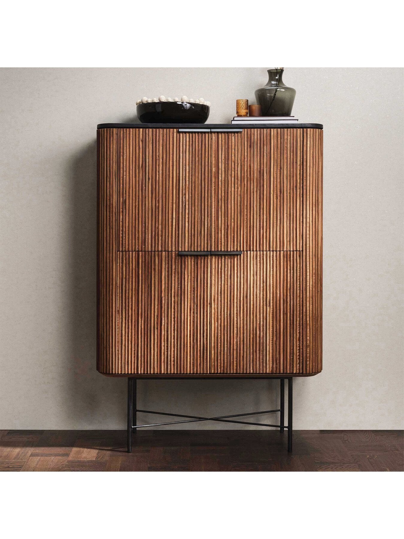 Trinidad Fluted Reclaimed Teak Wood Tall Cabinet