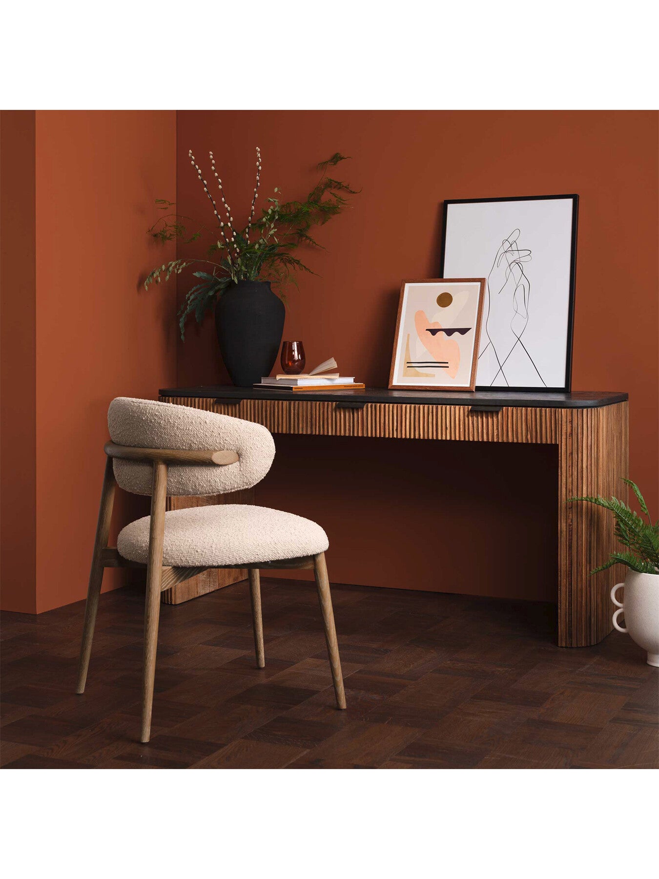 Trinidad Fluted Reclaimed Teak Wood Office Desk