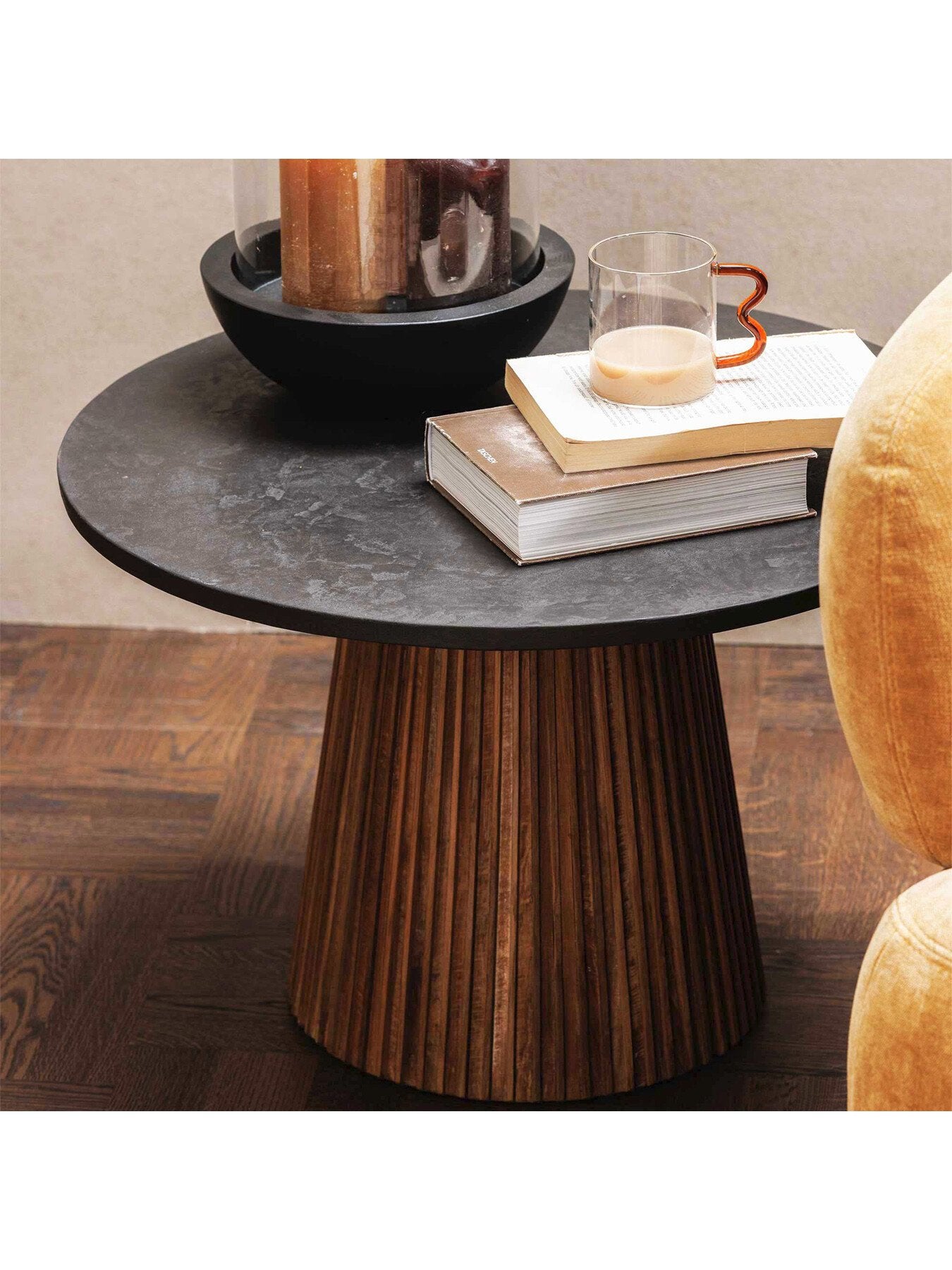 Brown Trinidad Reclaimed Teak Wood Medium Round Coffee Table