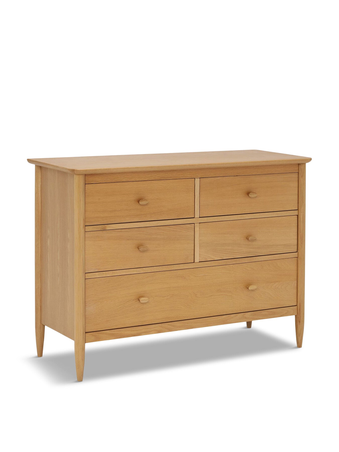 Neutral Teramo Oak Wood 5 Drawer Wide Chest