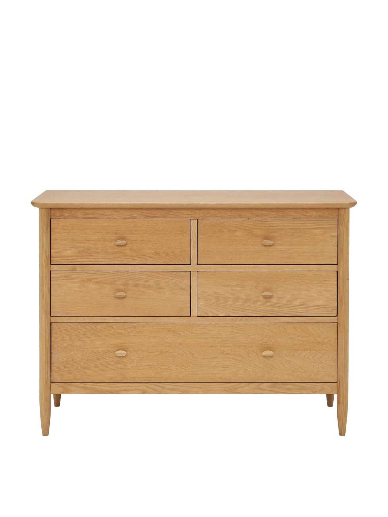 Neutral Teramo Oak Wood 5 Drawer Wide Chest