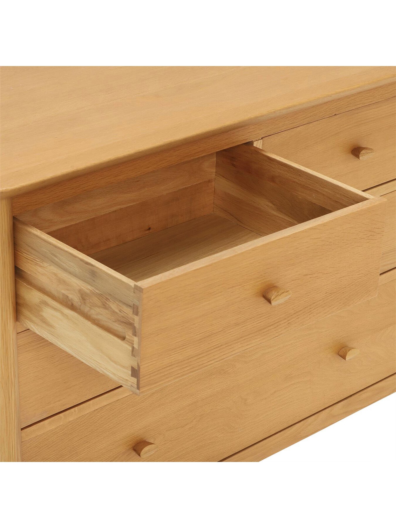 Neutral Teramo Oak Wood 5 Drawer Wide Chest