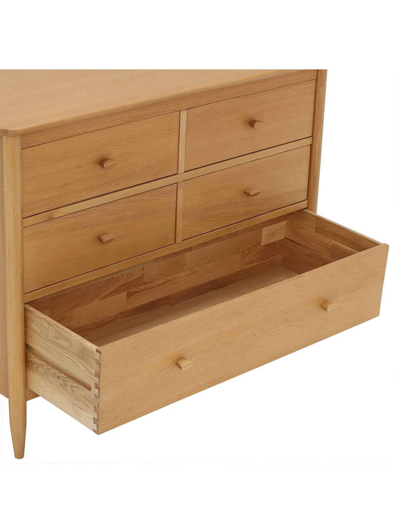 Neutral Teramo Oak Wood 5 Drawer Wide Chest
