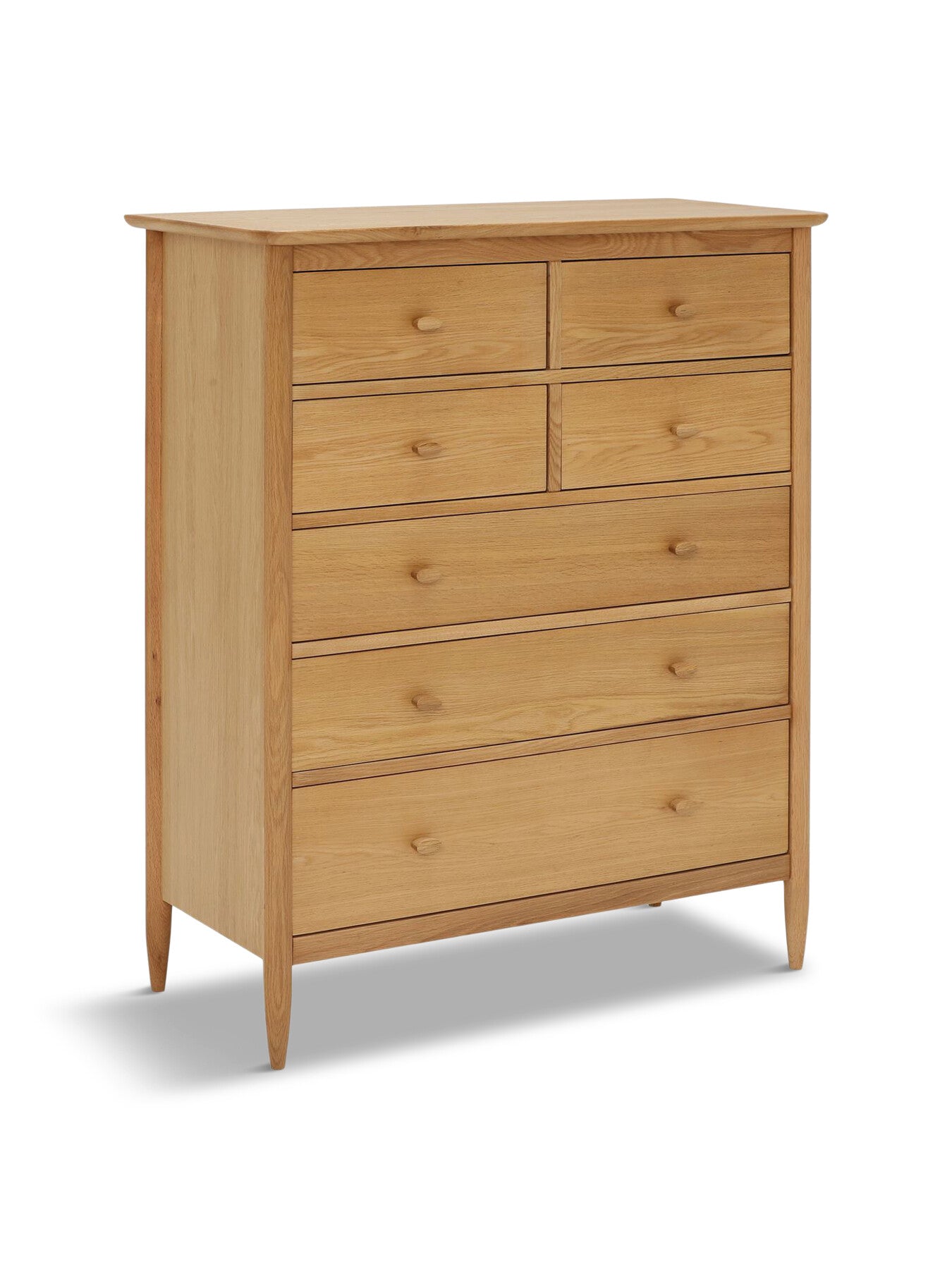 Neutral Teramo Oak Wood 7 Drawer Tall Wide Chest