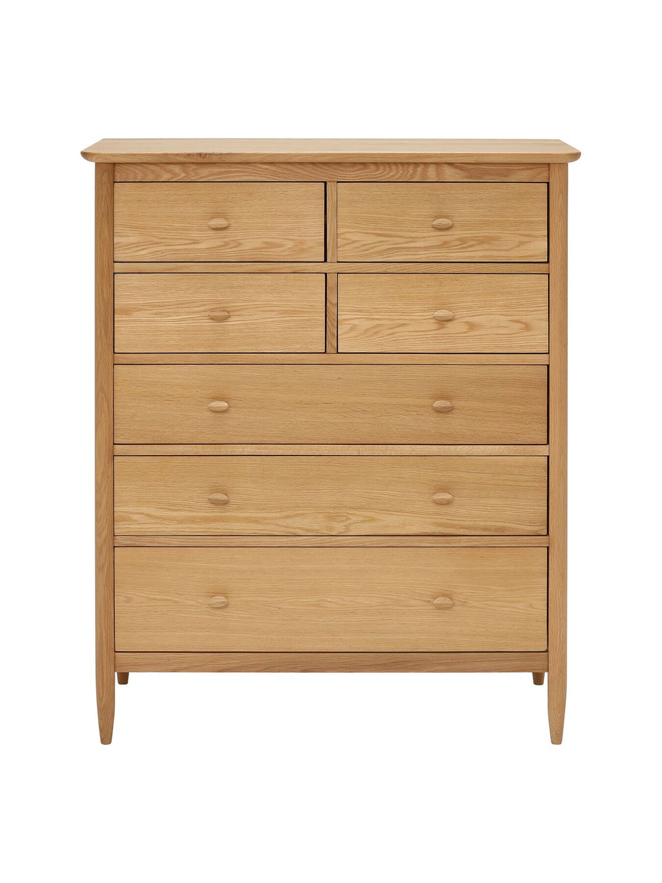 Neutral Teramo Oak Wood 7 Drawer Tall Wide Chest