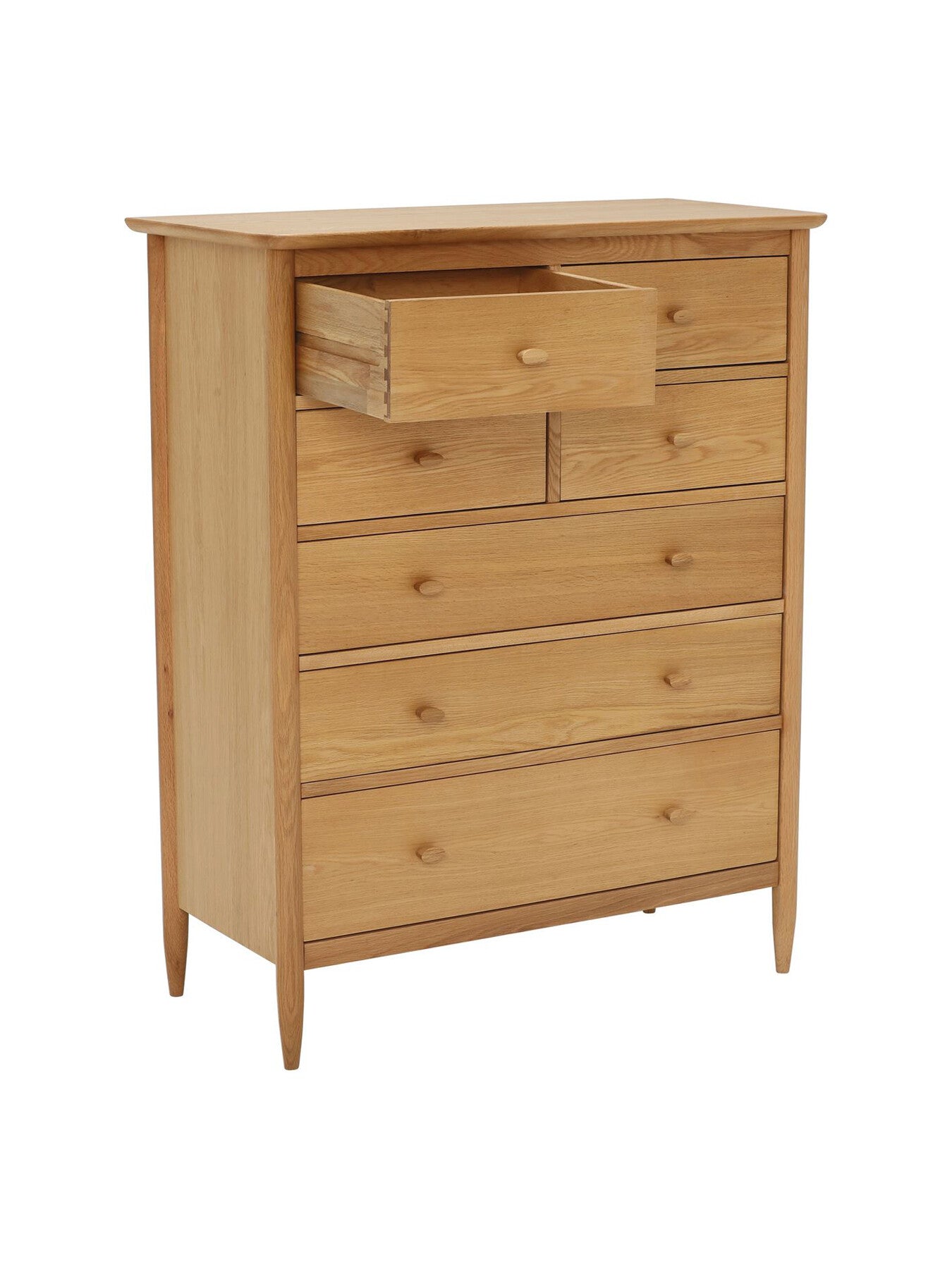Neutral Teramo Oak Wood 7 Drawer Tall Wide Chest