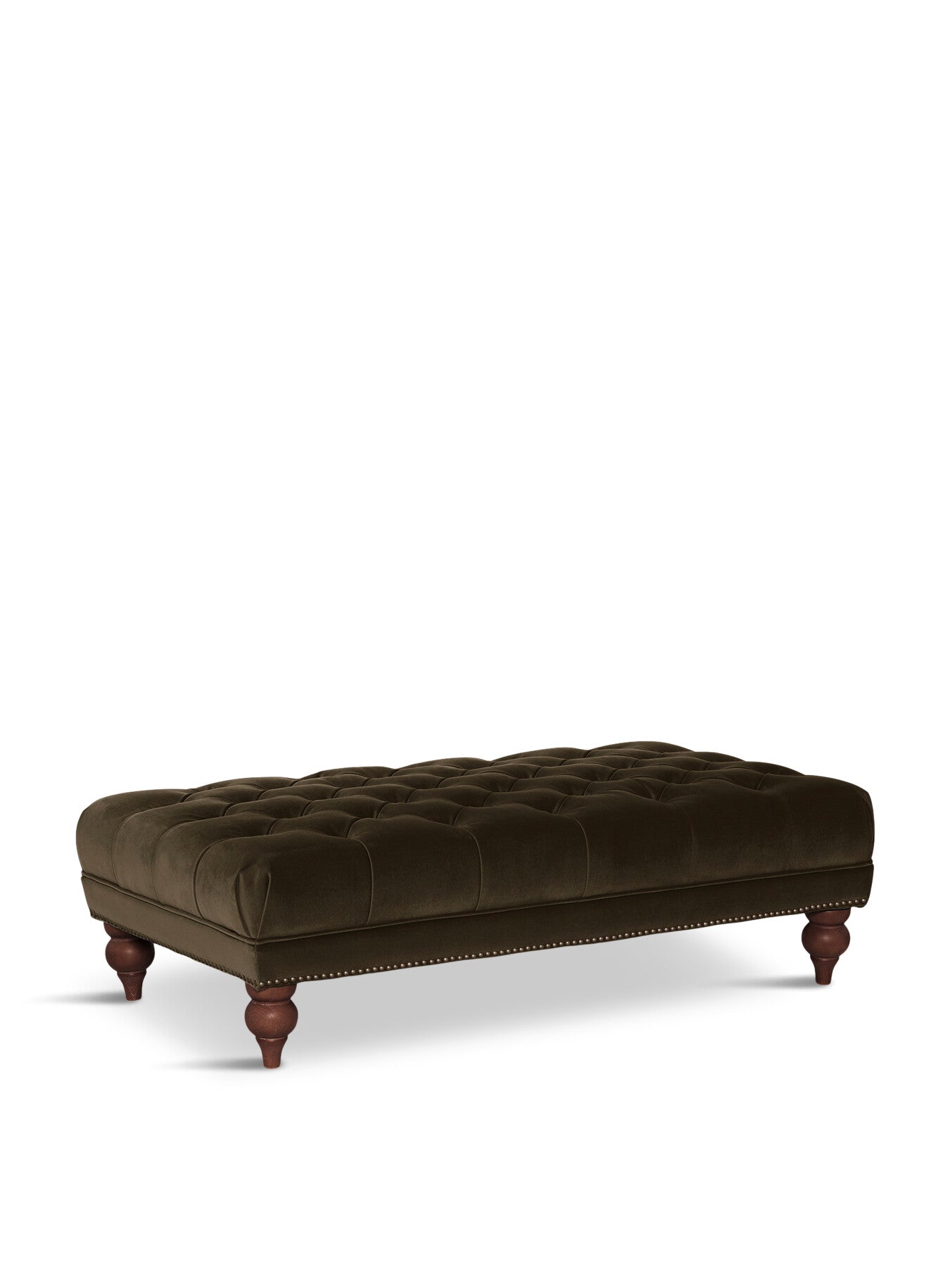Ullswater Velvet Buttoned Rectangular Footstool