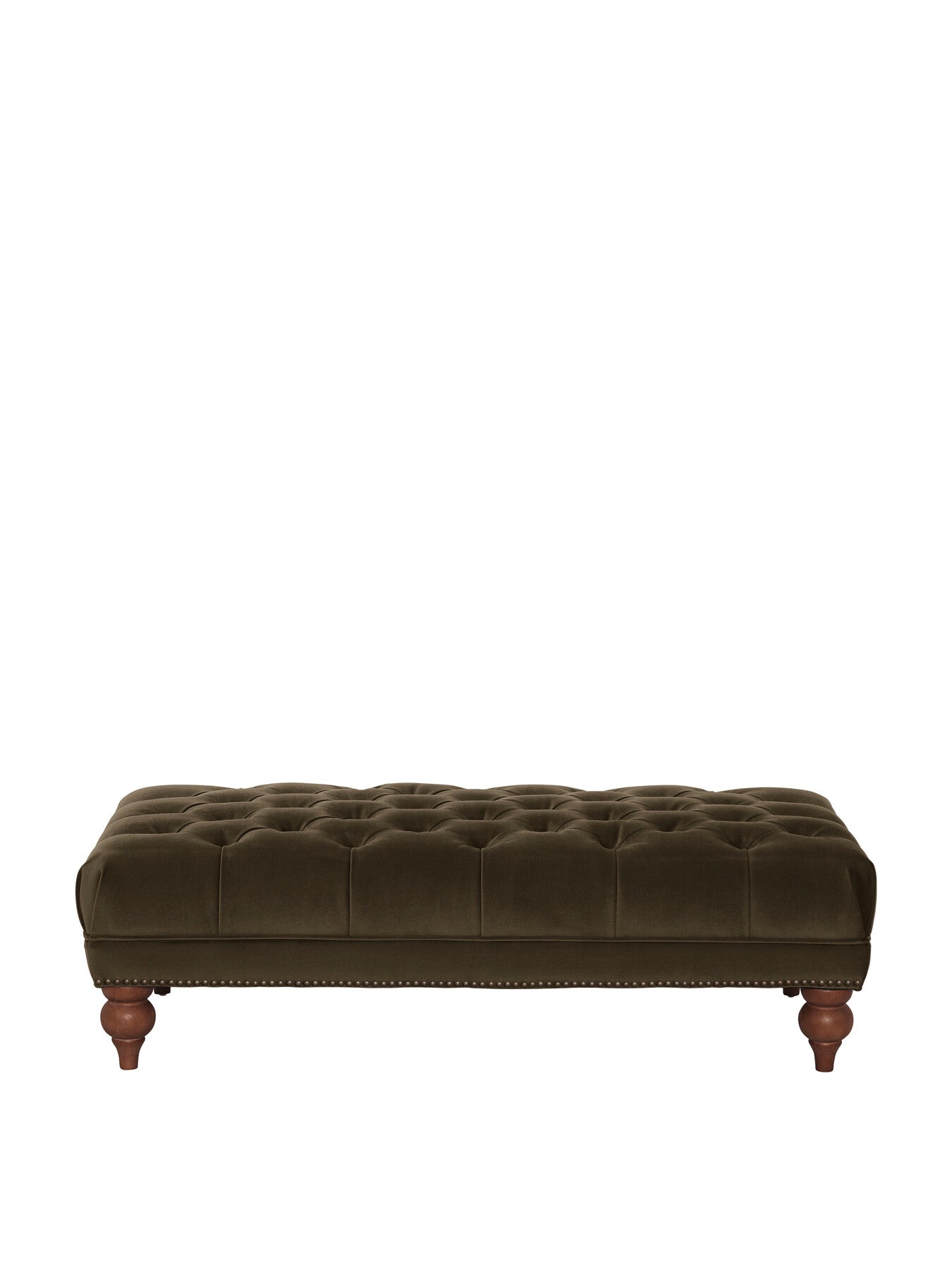 Ullswater Velvet Buttoned Rectangular Footstool