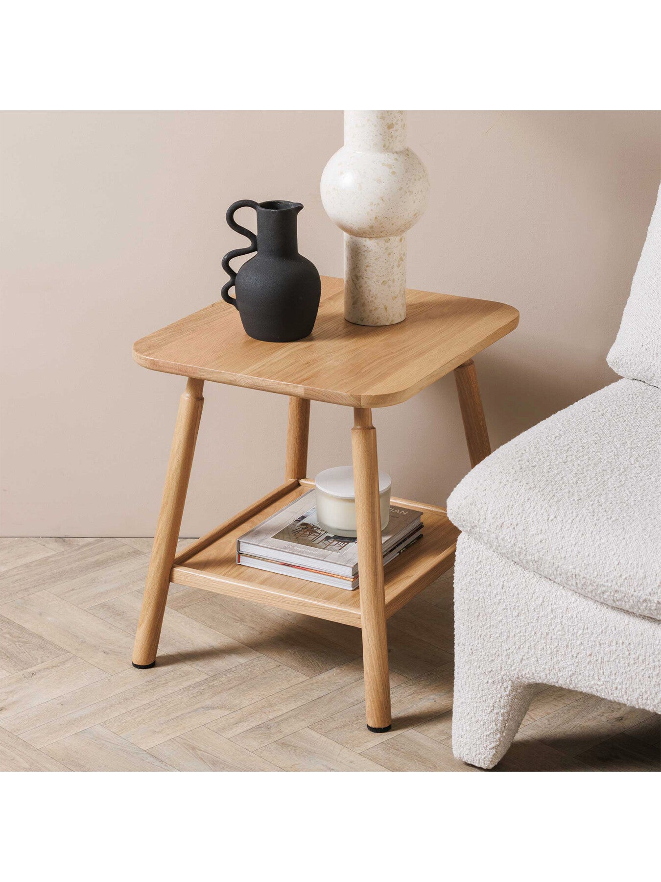Vinca Oak Wood Side Table