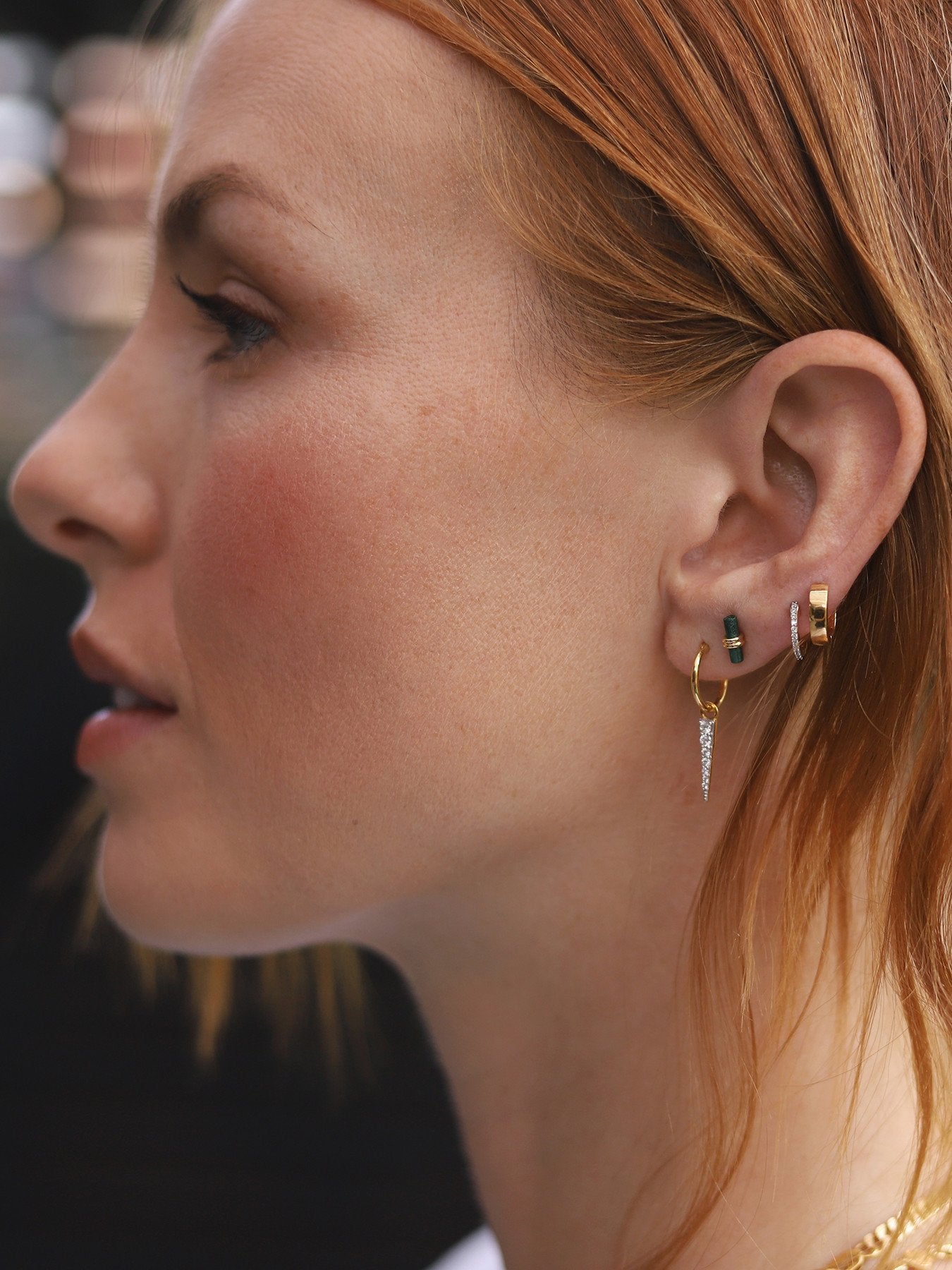 Mini Pave Dagger Charm Hoops