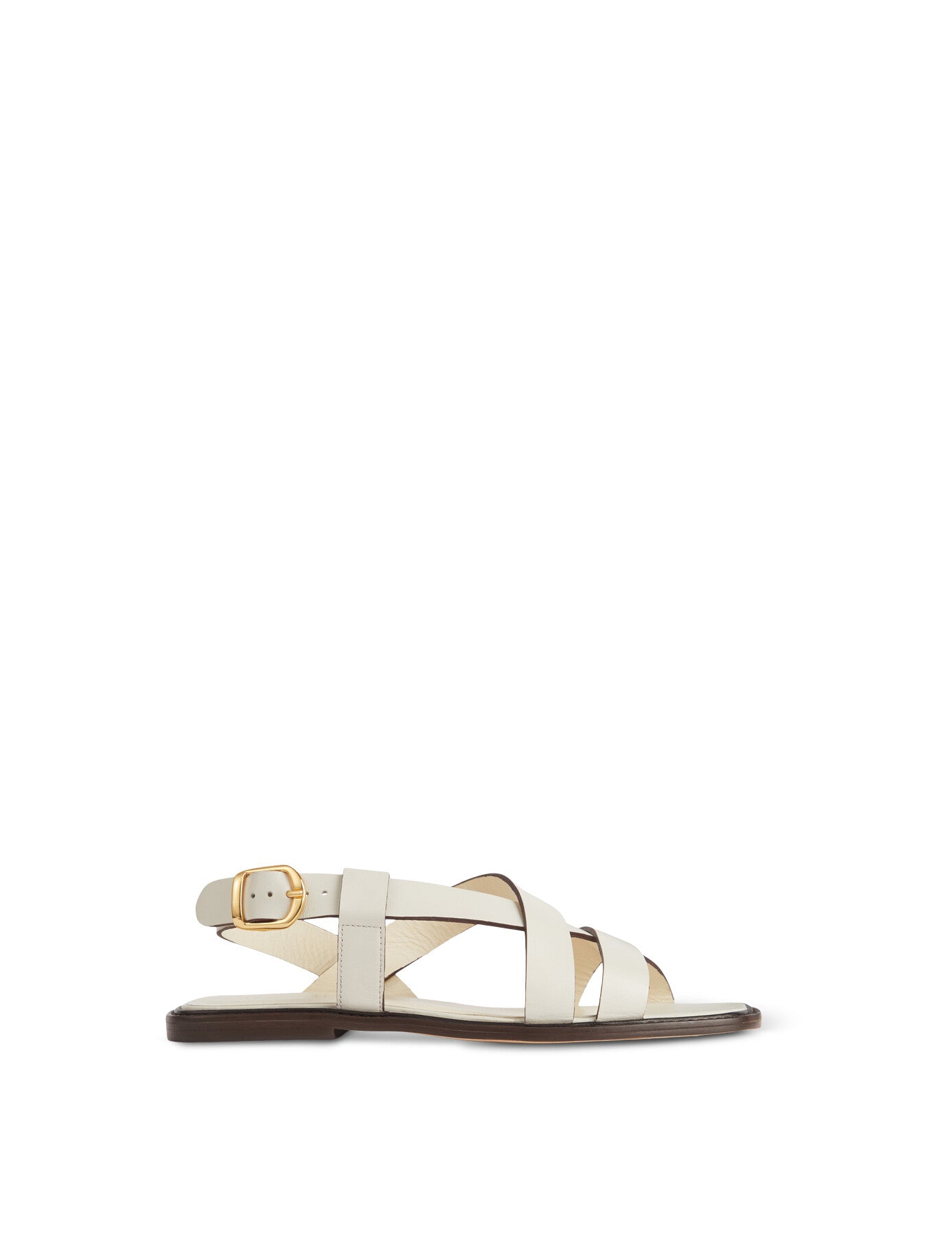 Telma White Leather Flat Sandals