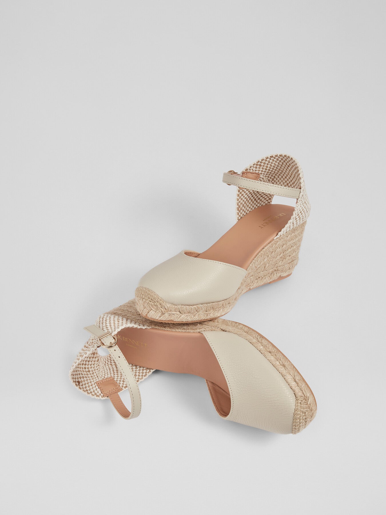 Marissa Cream Leather Ankle Strap Espadrilles