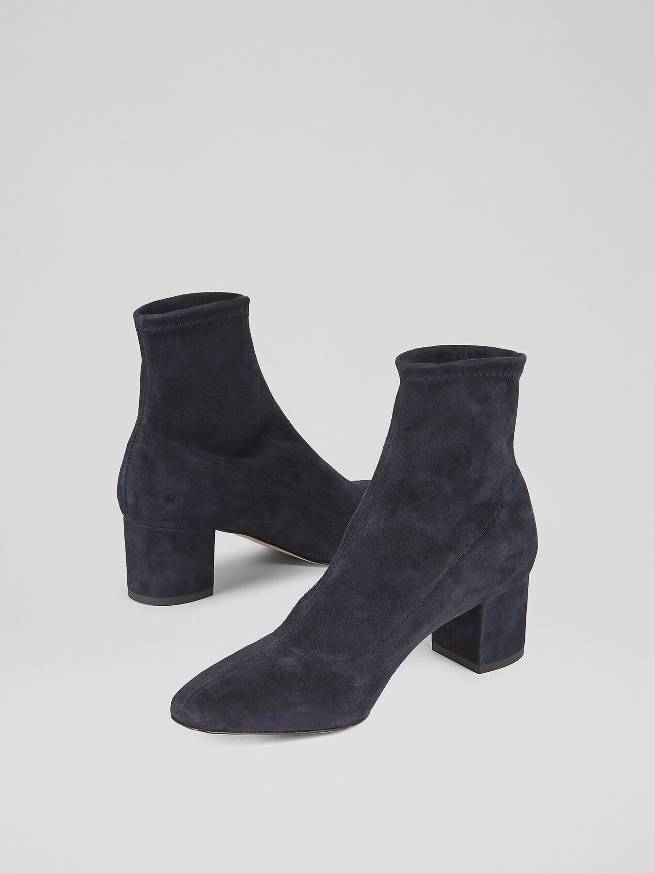 Grove Navy Low Block Stretch Ankle Boots