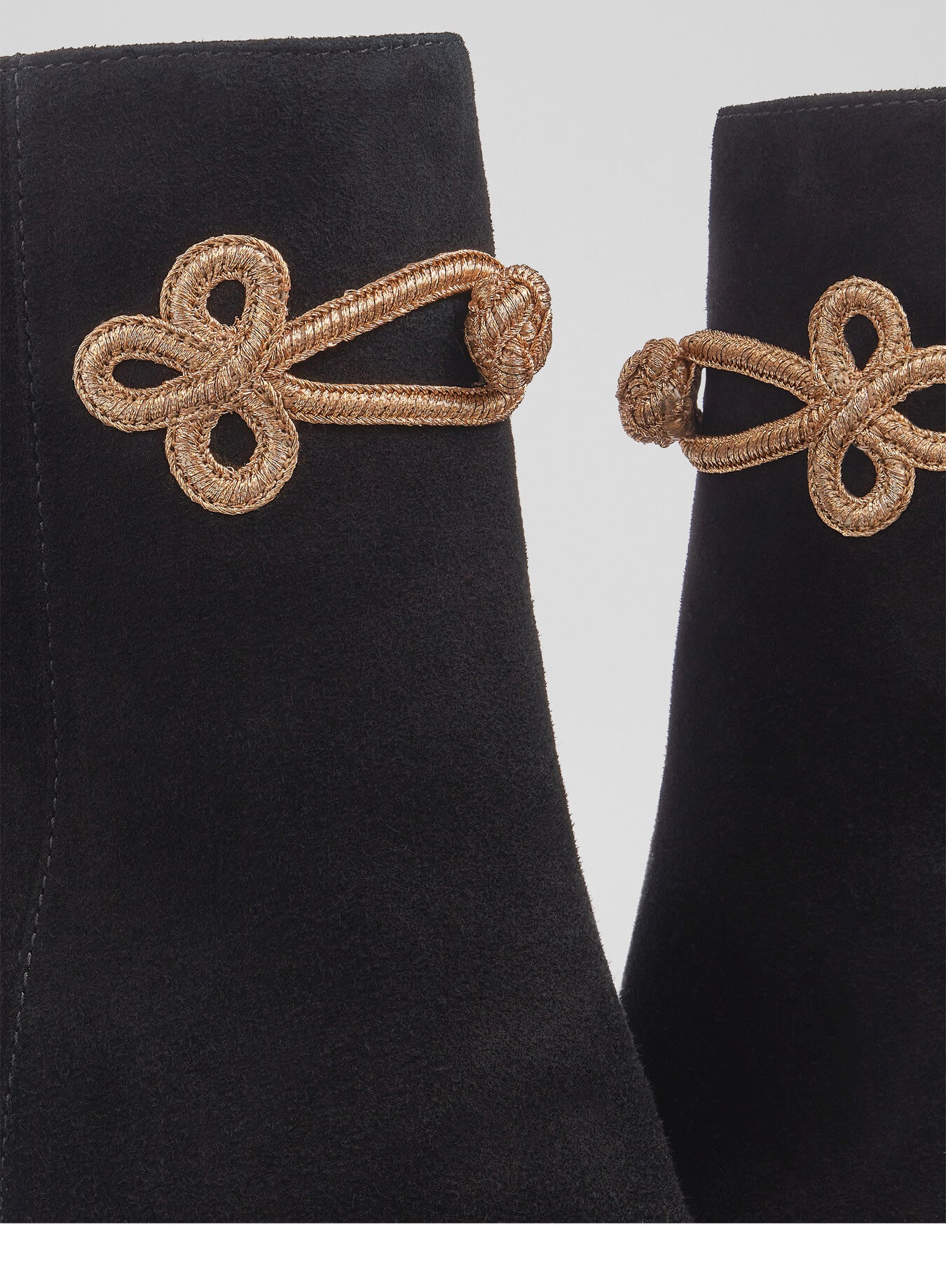 Delphine Suede And Gold Brocade Ankle Boots