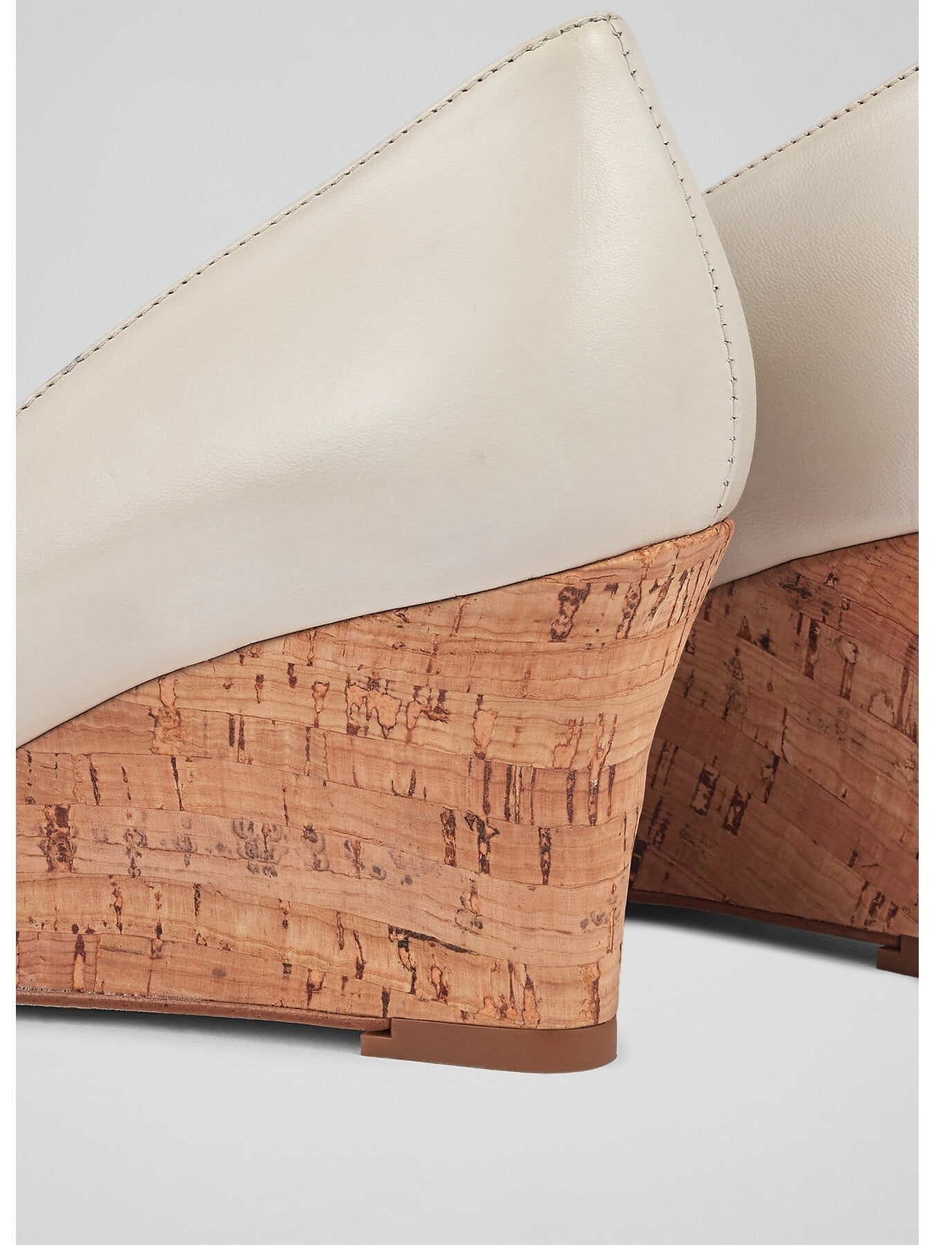 Eevi Ecru Leather Cork Wedges