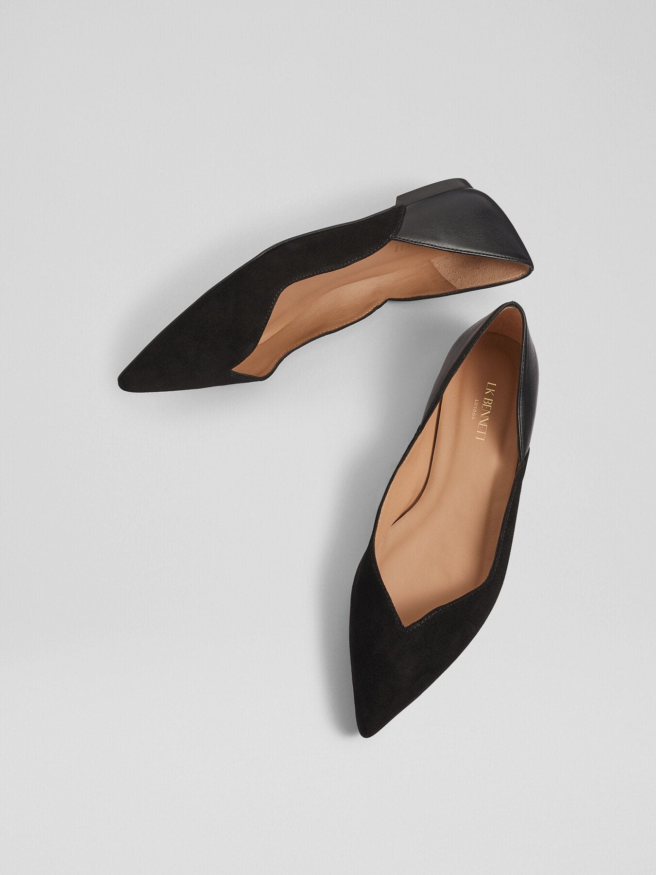 Iris Suede And Leather Sweetheart Flats