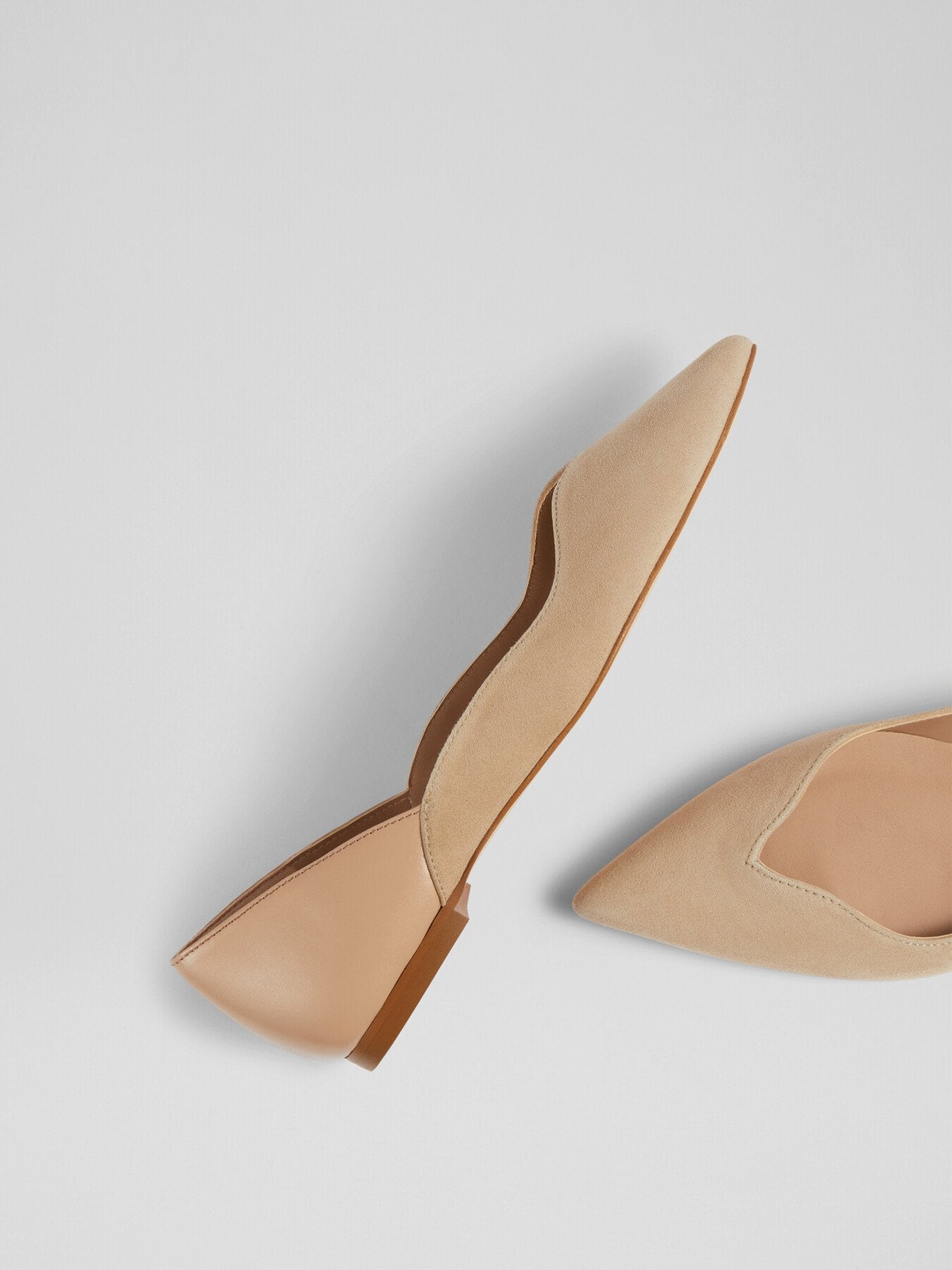 Iris Beige Suede And Leather Sweetheart Flats
