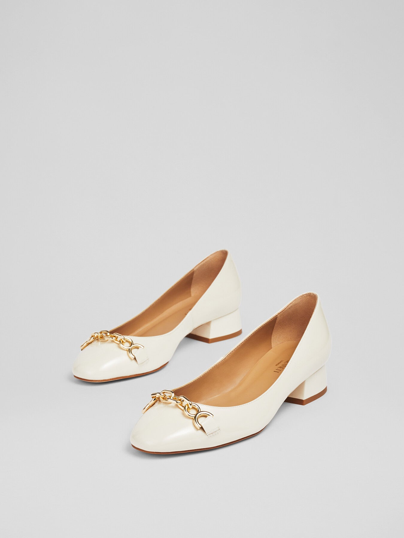 Blakely Ecru Patent Snaffle Pumps