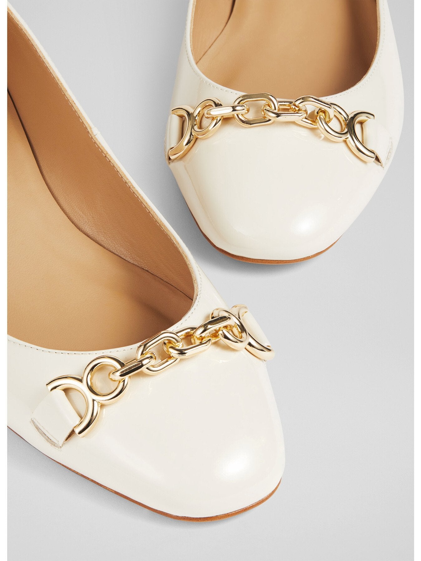 Blakely Ecru Patent Snaffle Pumps