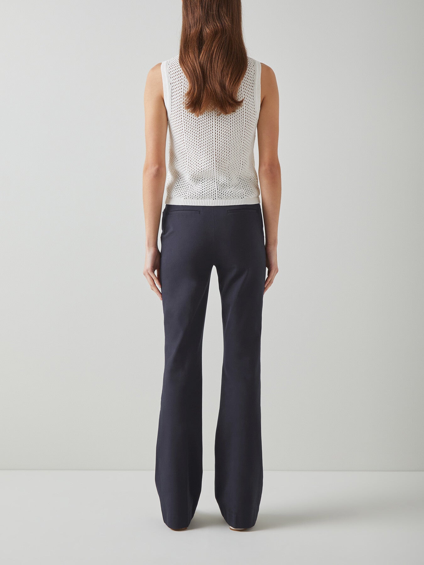 Susie Navy Cotton-Blend  Flared Trousers