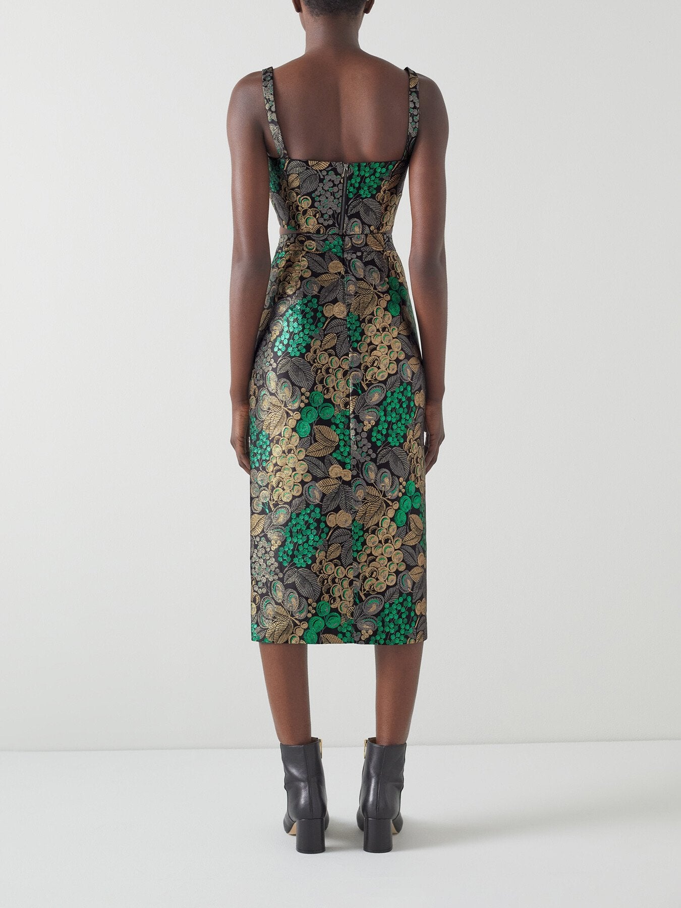 Charlotte Metallic Fruit Brocade Crop Top