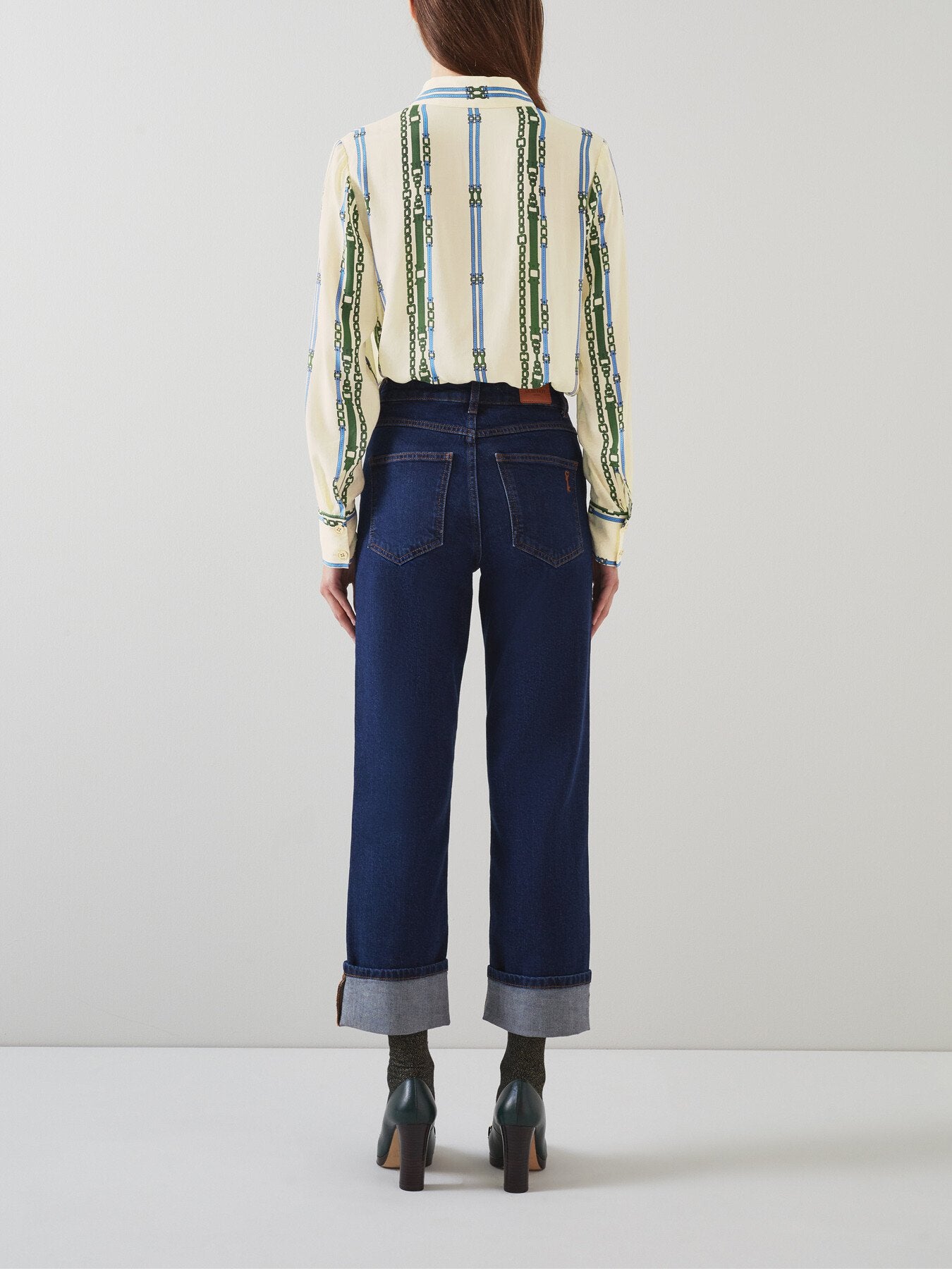 Hardy Cream Belt Print Viscose-Silk Blend Shirt
