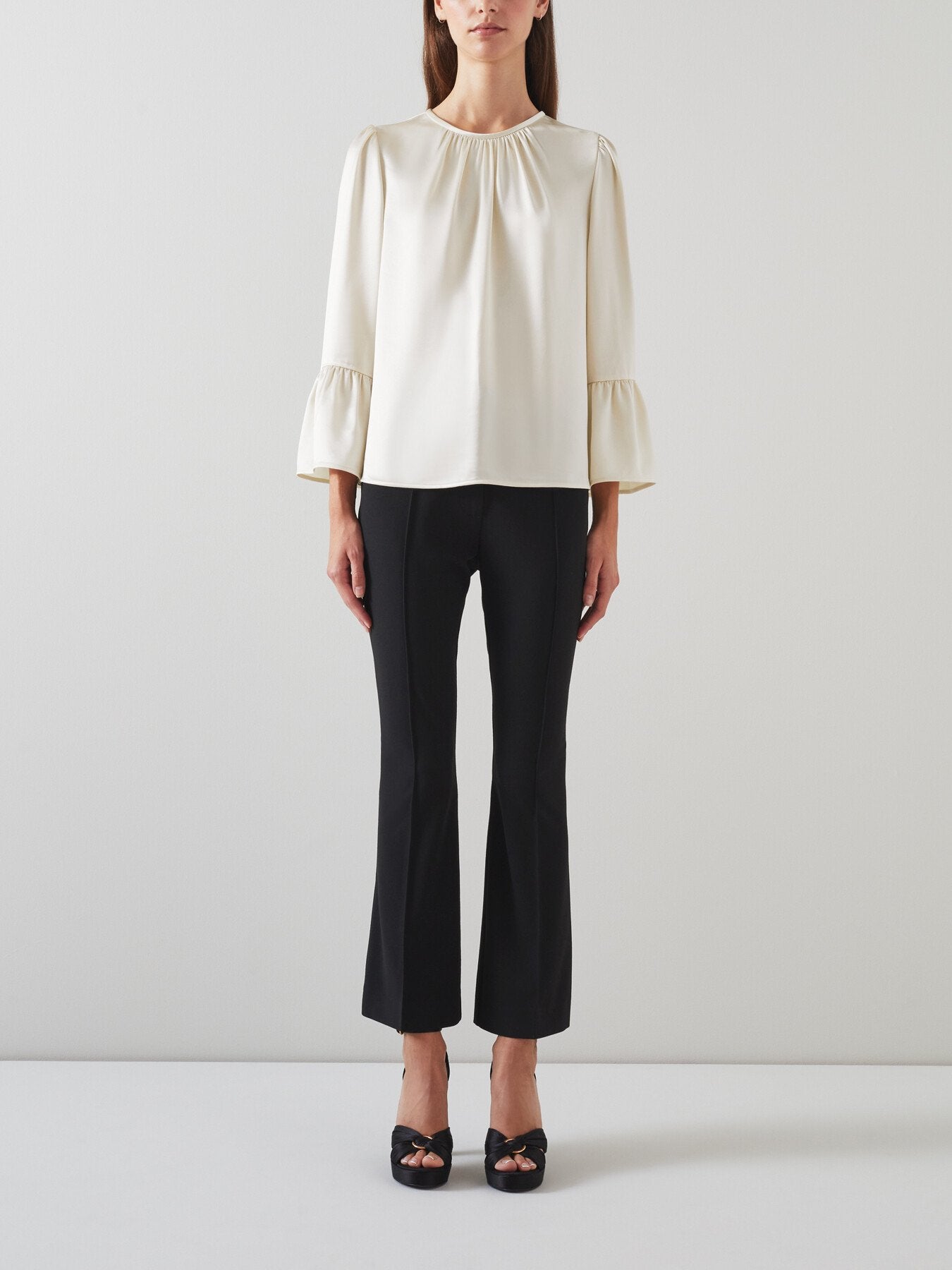 Agnes Birch Satin Top With Frill Cuff