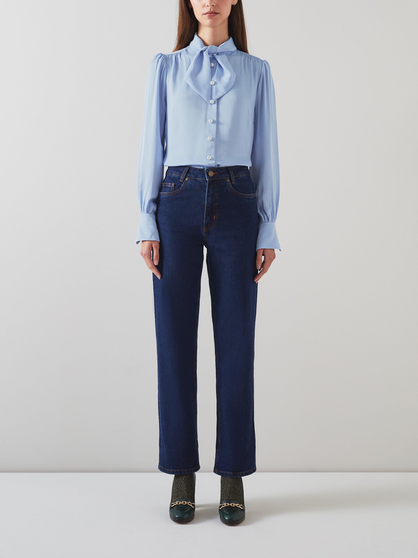 Hall Pale Tie-Neck Blouse