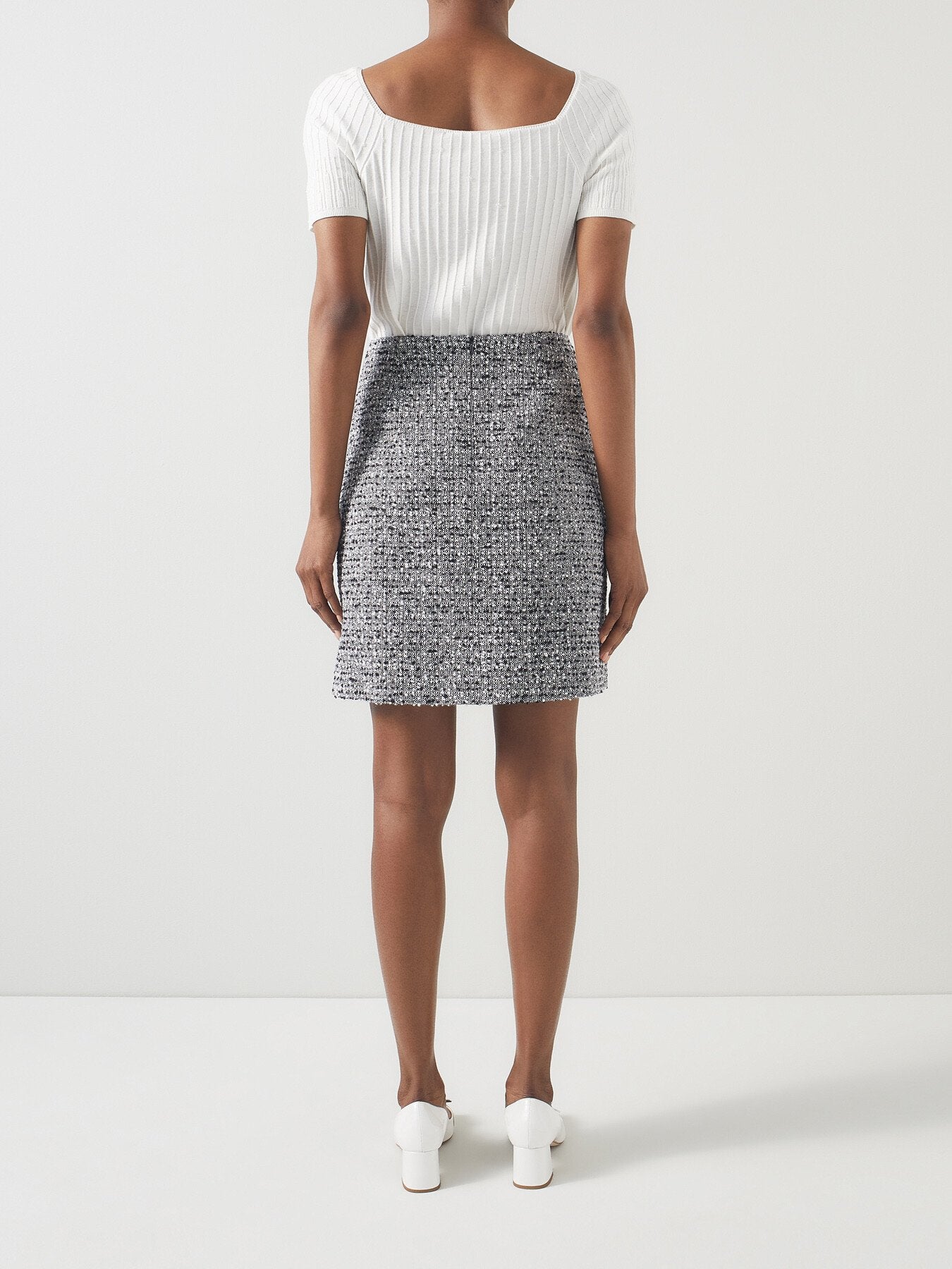 Charlie & Ivory Tweed & Trim Skirt